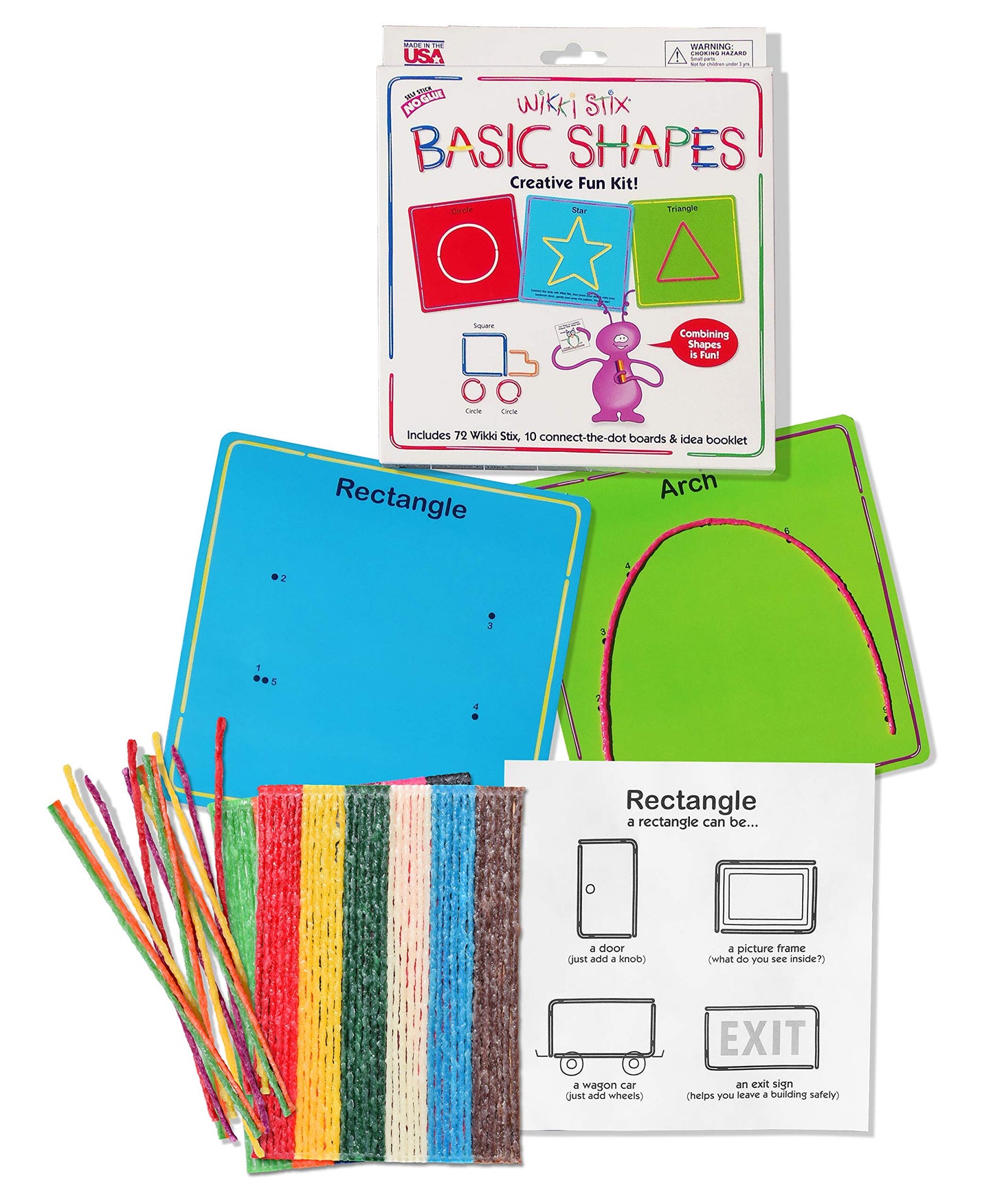 Wikki Stix Early Learning Trio, Alphabet, Numbers and Shapes for Easy, Fun Preschool Learning, Made in The USA