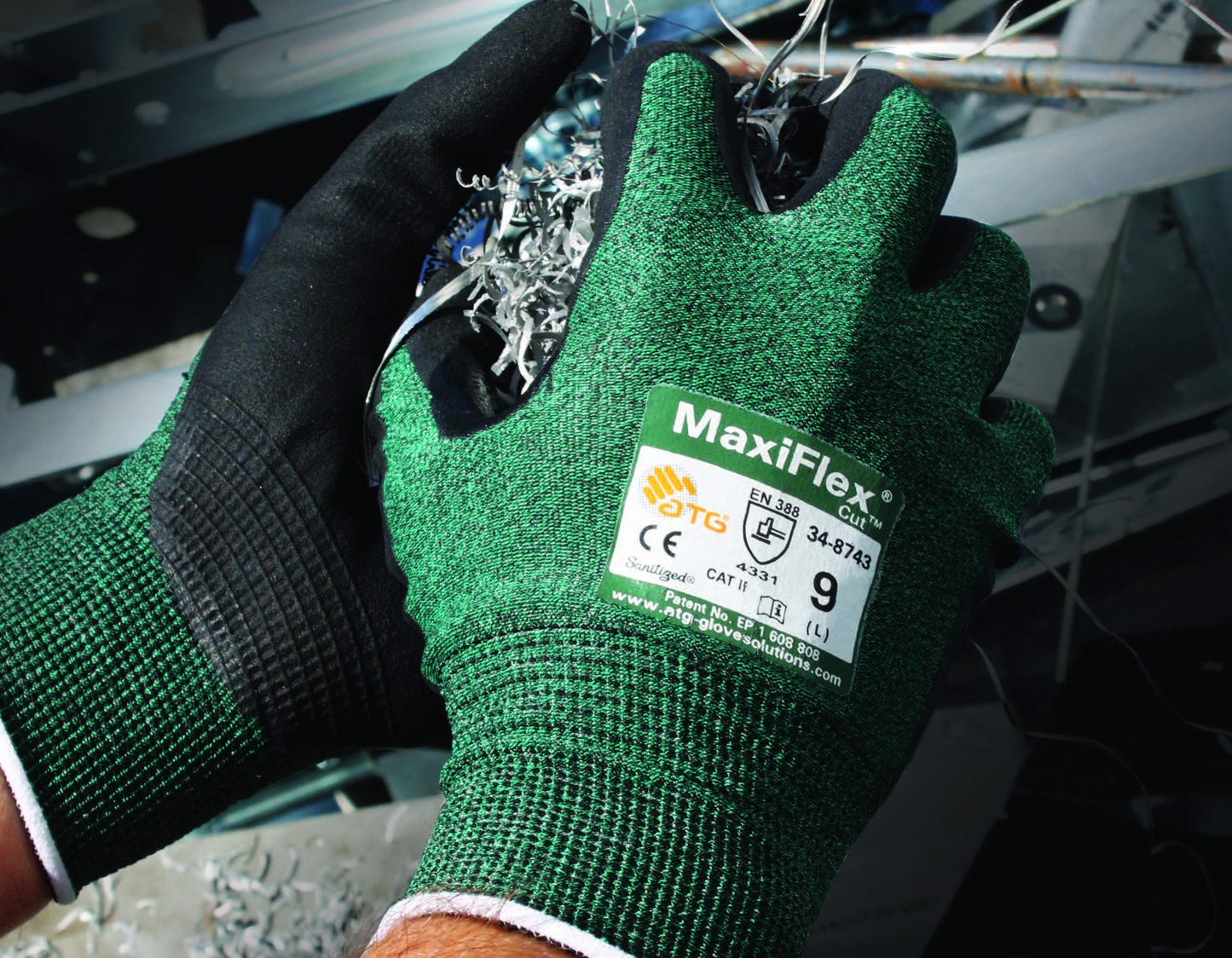 MaxiFlex 34-8743 Gloves Cut Resistant Nitrile Coated Work Green Nitrile Gloves
