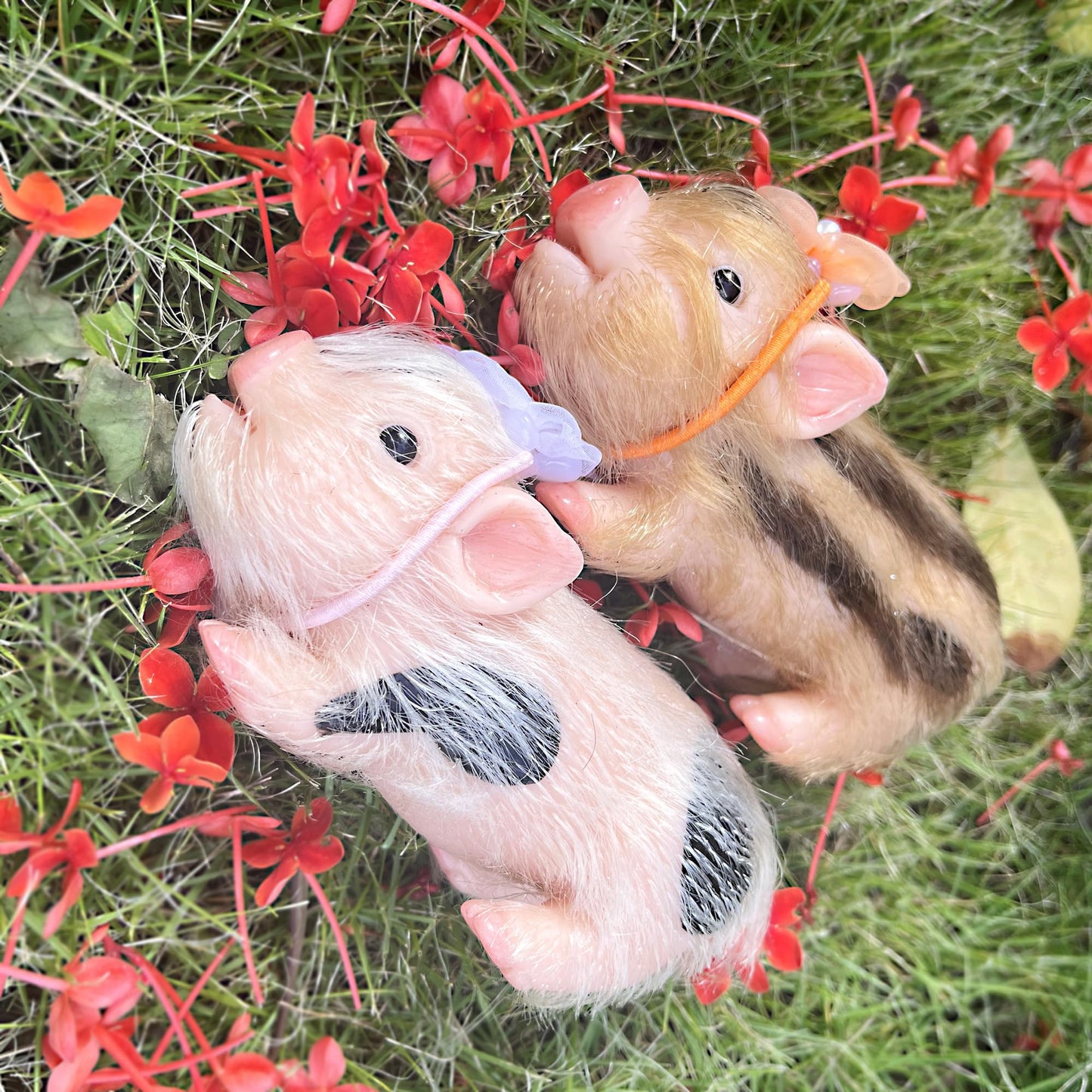 OtardDolls Lifelike Reborn Pig Dolls, 5 Inch Full Silicone Soft Reborn Pig Dolls Mini Realistic Newborn Cute Newborn Baby Pig Dolls with Toy Accessories for Happy Birthday