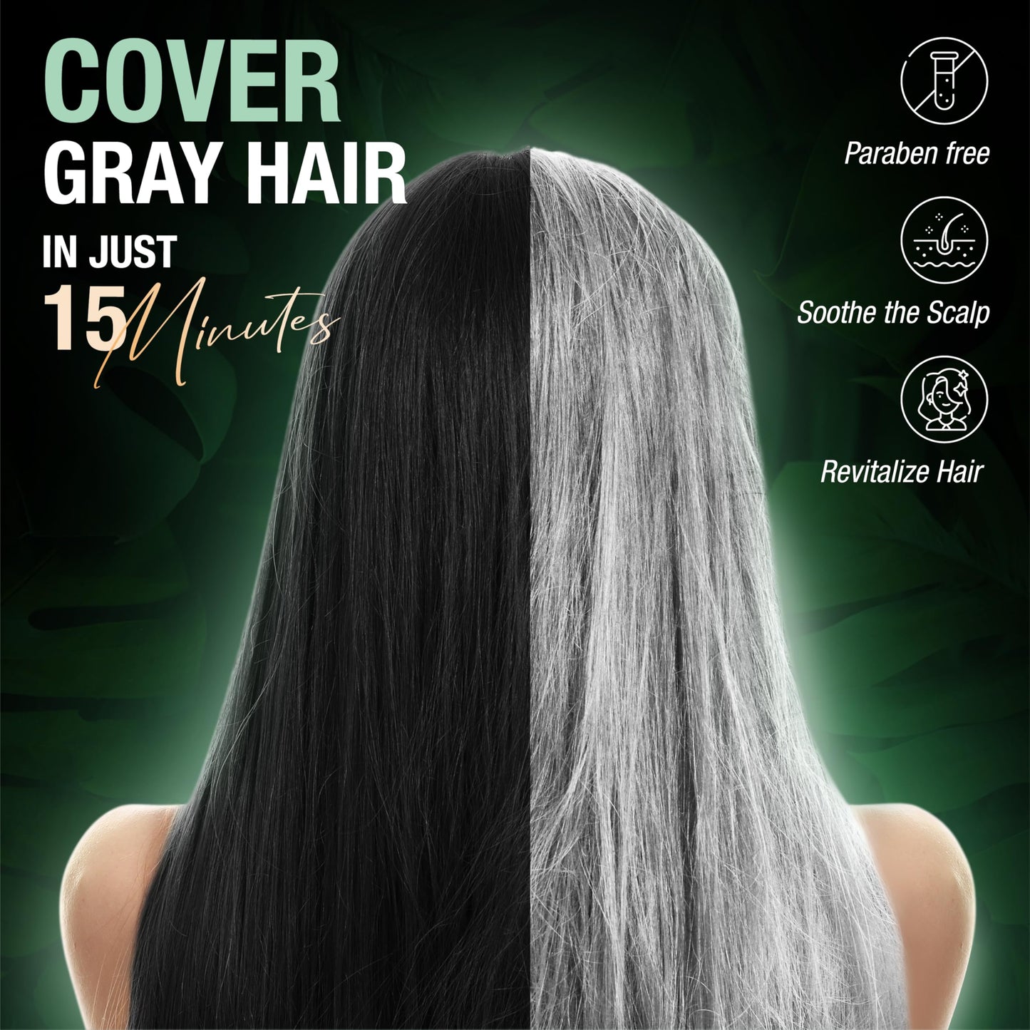 ABERA Hair Dye Shampoo, Black Hair Color for Grey Hair Coverage for Women and Men, One-wash Hair Blackening Treatment with Natural Dark Color (6.76 Fl. Oz.)