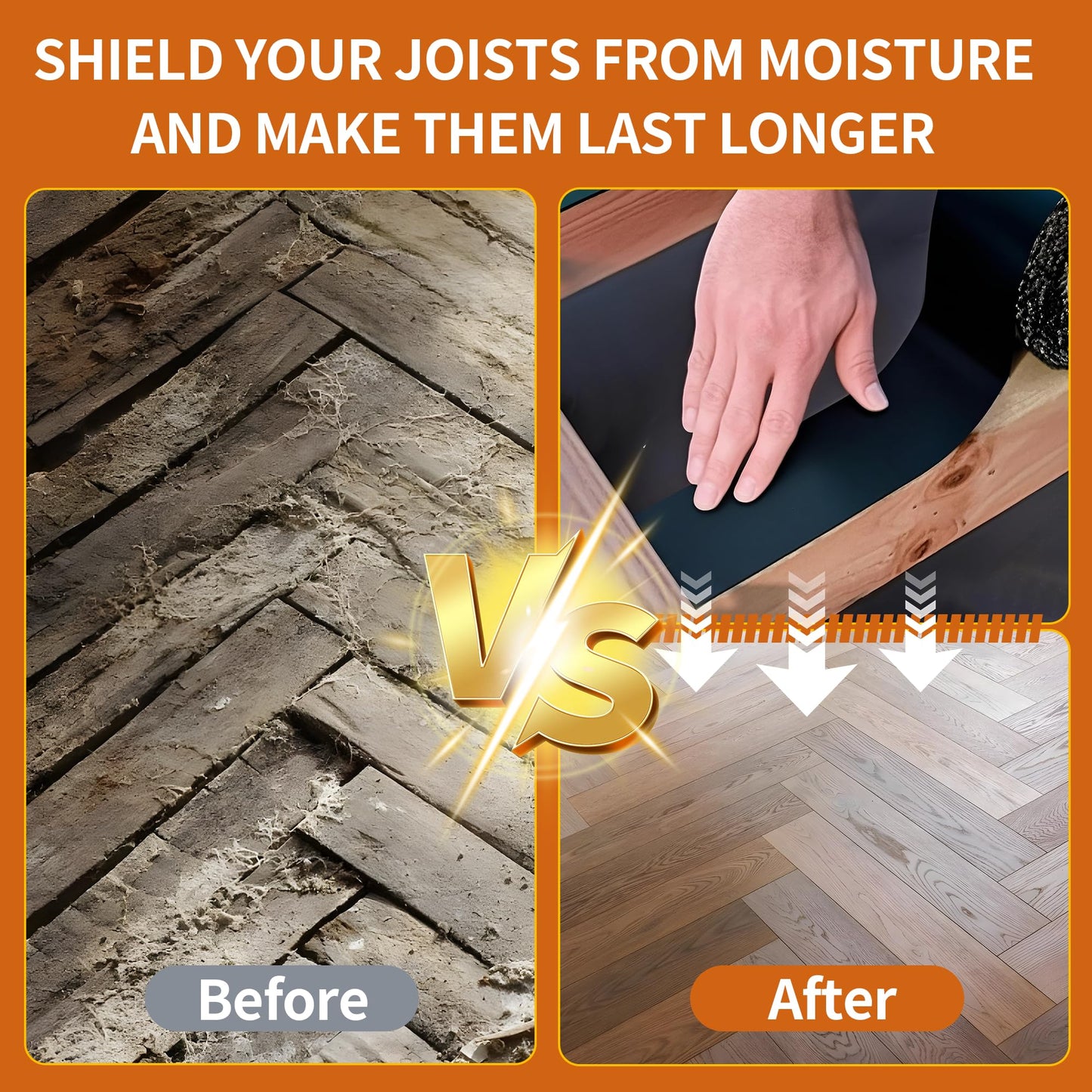 JOAPRIL Joist Tape 3" x 50', 2pack Self-Adhesive Deck Joist Flashing Tape for Hardwood, Thermal Wood, PVC, Pressure Treated, and Composite Decking