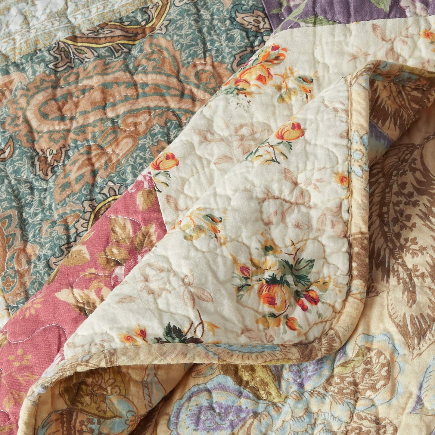 Greenland Home Fashions 100% Cotton Authentic Patchwork Quilted Daybed Set, 5 Piece, Blooming Prairie