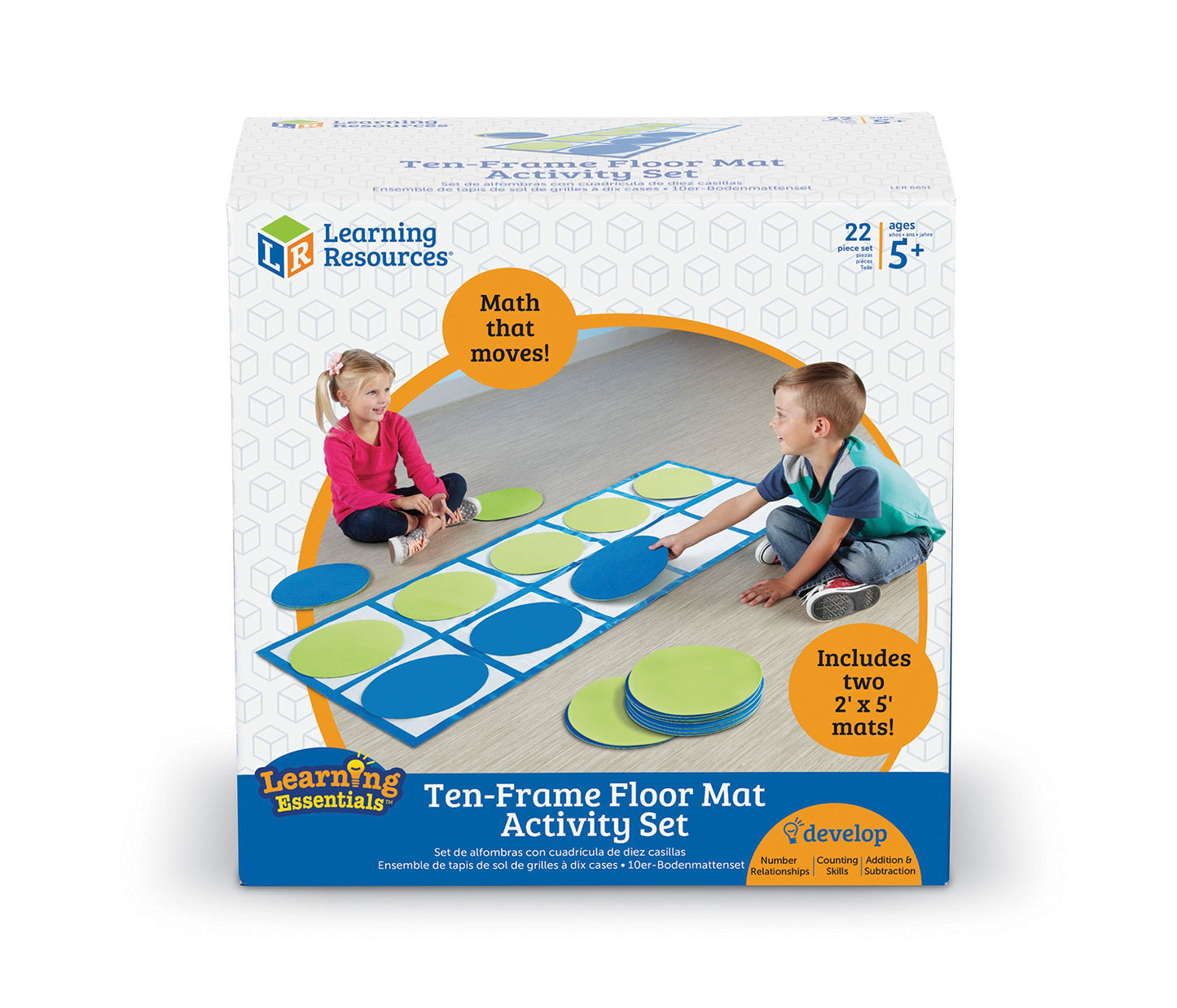 Learning Resources Ten-Frame Floor Mat Activity Set, Math Skills, 22 Pieces, Ages 5+
