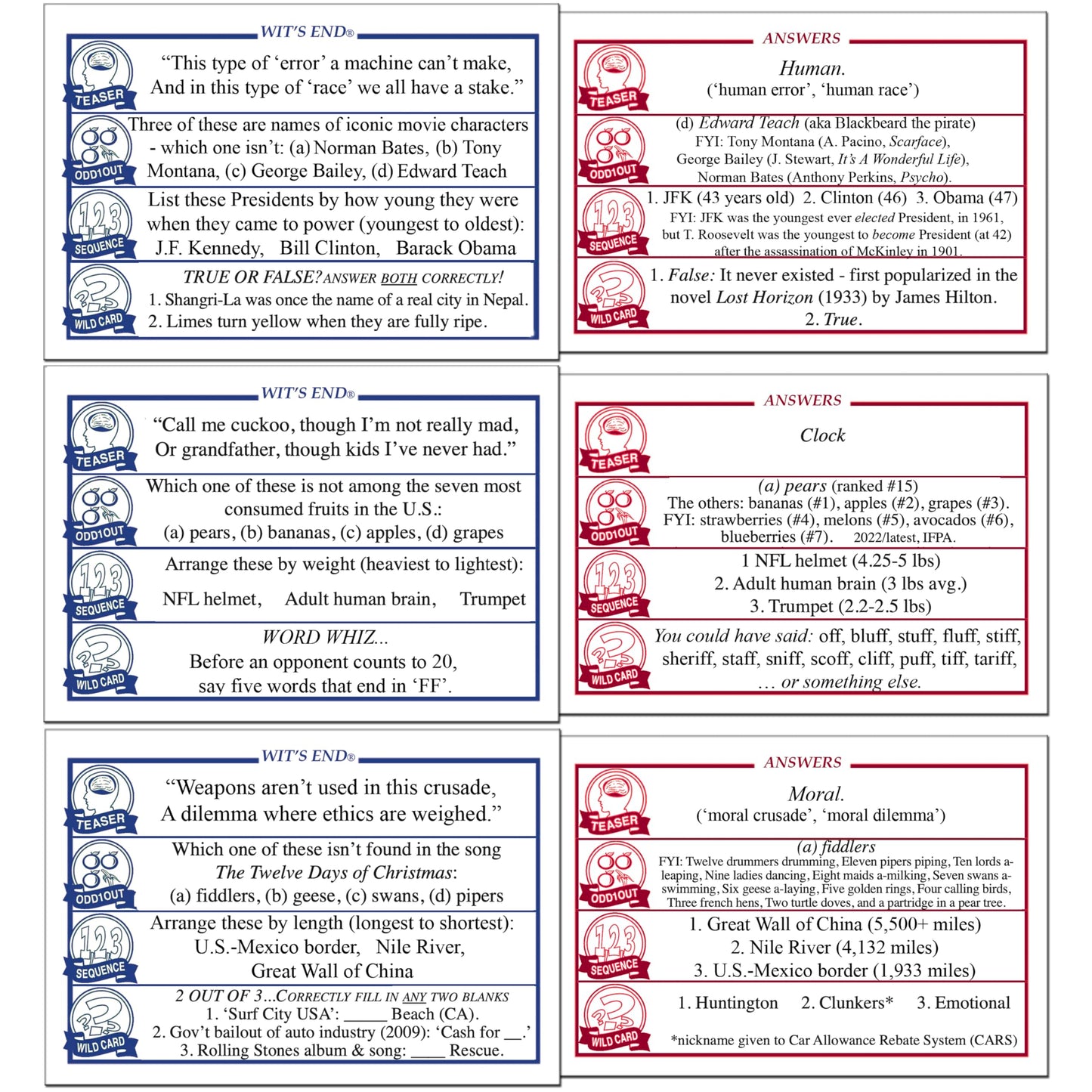 Wit's End — A Smart, Mind-Bending Trivia & Brain Teaser Game That Will Challenge Your Wits & Knowledge — Adult & Family Night Fun