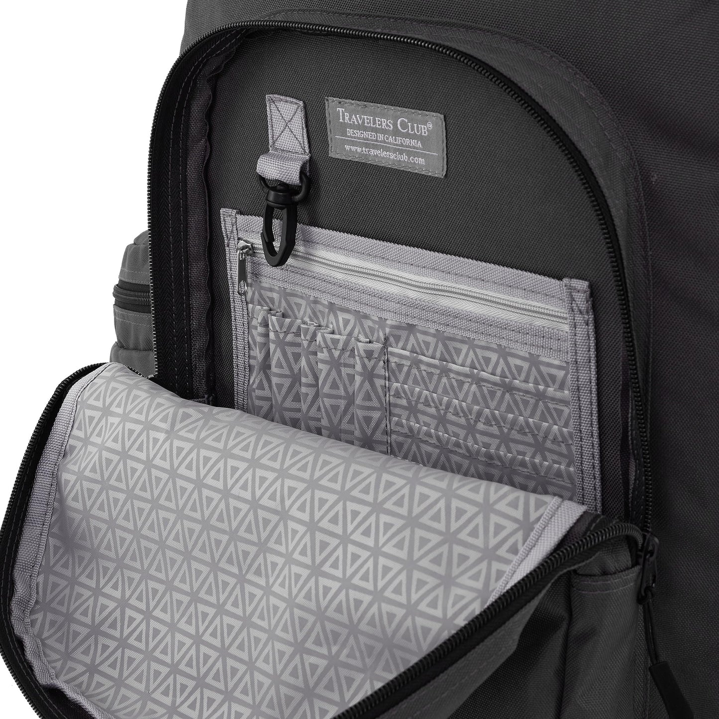 Travelers Club Rolling Backpack, Forged Iron, 20 Inch with Laptop Compartment