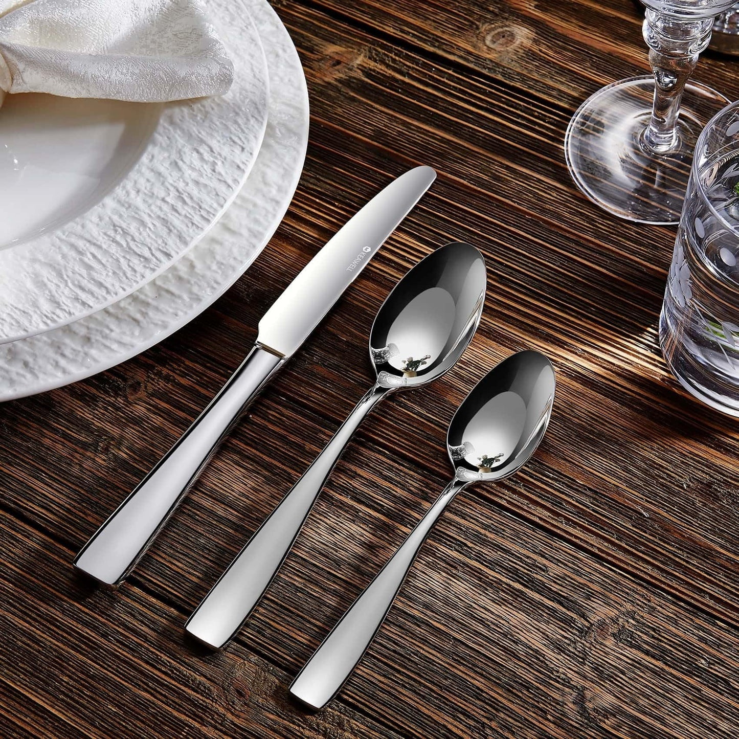 KEAWELL Premium 20/45/65 Piece Louis Silverware Set, 18/10 Stainless Steel, Service for 4/8/12, Fine Flatware Set, Dishwasher Safe (20)