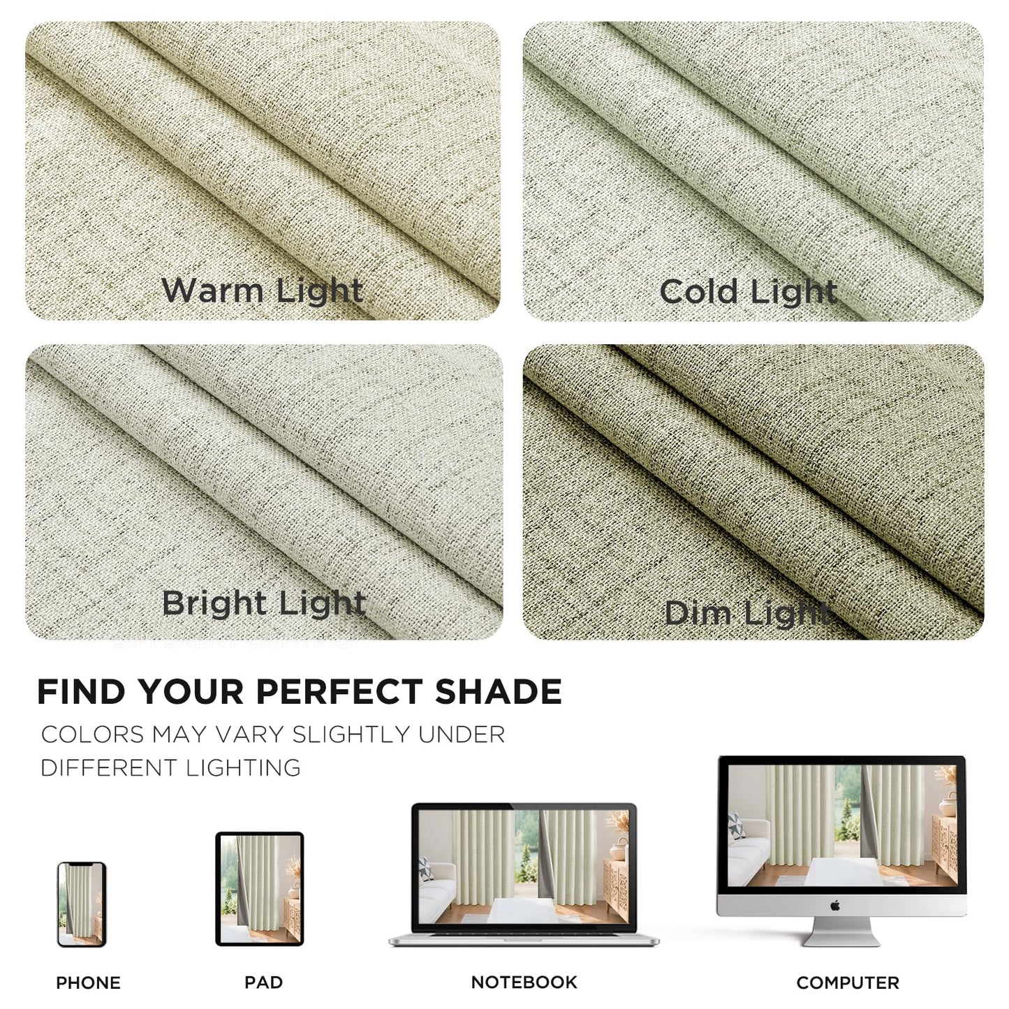 Joydeco Blackout Curtains for Bedroom - 84 Inch Long 100% Light Blocking 2 Panels Light Beige Drapes, Thermal Insulated Room Darkening Curtains, Linen Textured for Living Room, Rod Pocket & Back Tabs