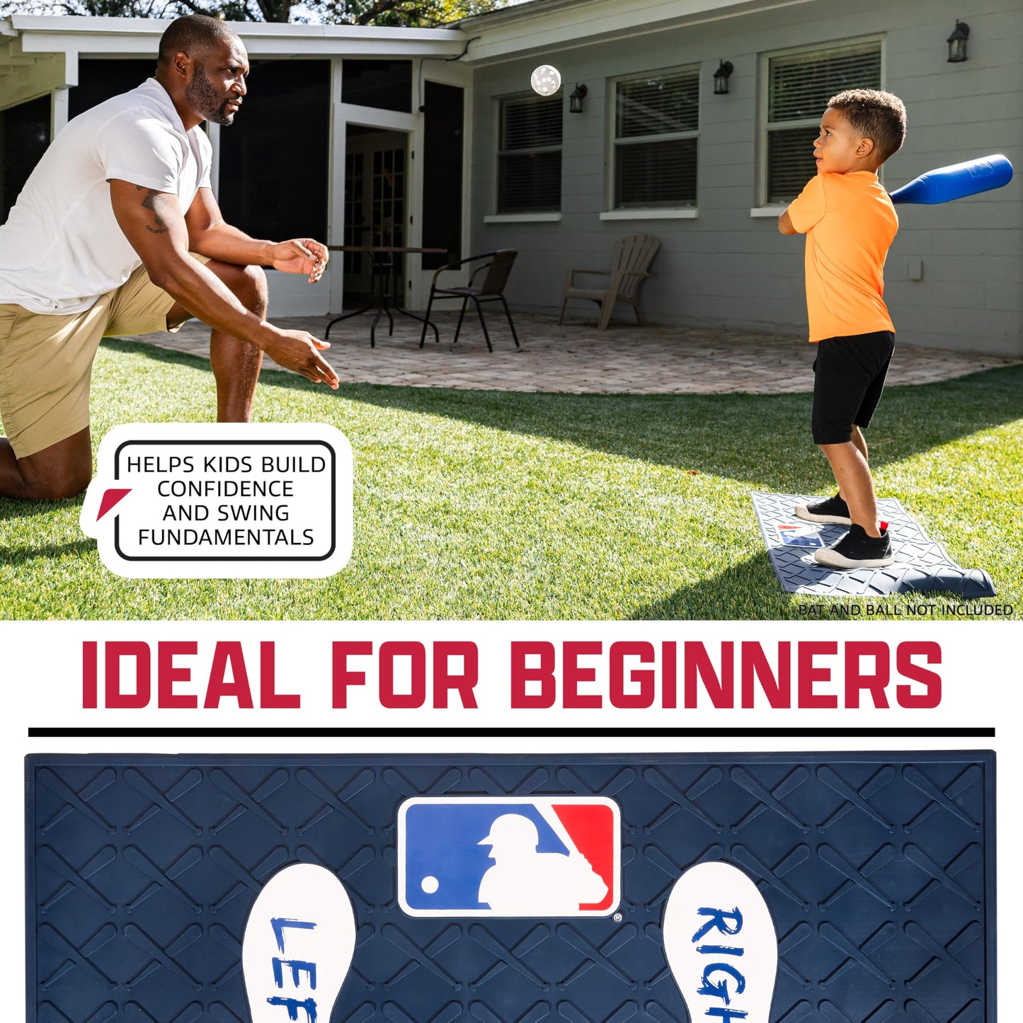 Franklin Sports MLB Learn Your Stance Batter's Box Training Mat - Perfect Kids Baseball + Teeball Practice Equipment - Fun Boys + Girls Batting Skills Toy