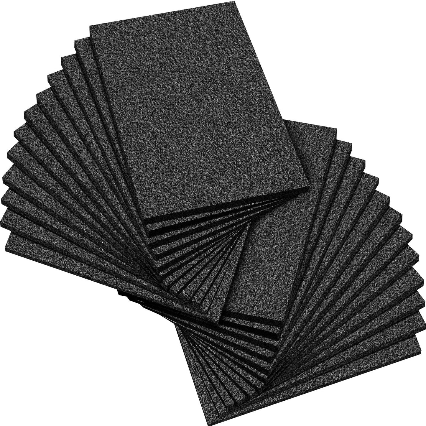 Frienda 24 Pcs 12" x 8" x 0.5" Polyethylene Foam Sheet Thick Black Packing Foam Padding Customizable PE Board Cushion Inserts for Cases Craft Shipping Moving DIY Projects Toolbox Storage