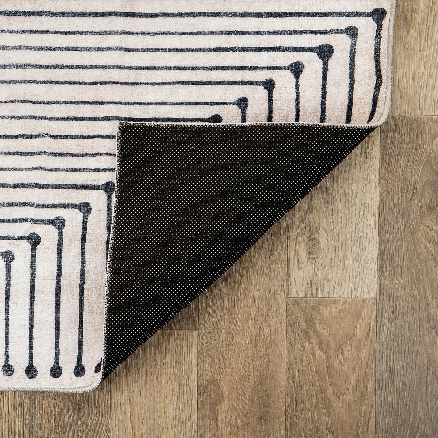 Rugshop Marbella Bohemian Stripes Washable Non Slip Runner Rug 2' x 6' Beige