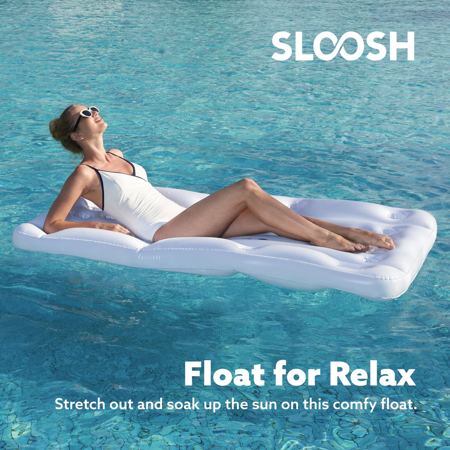 SLOOSH Inflatable Pool Pong Table Lounge, Pool Games for Adults 6x3 FT Pool Floats, Pool Pong Party Floating Raft Toys with10 Pong Balls for Pool Party