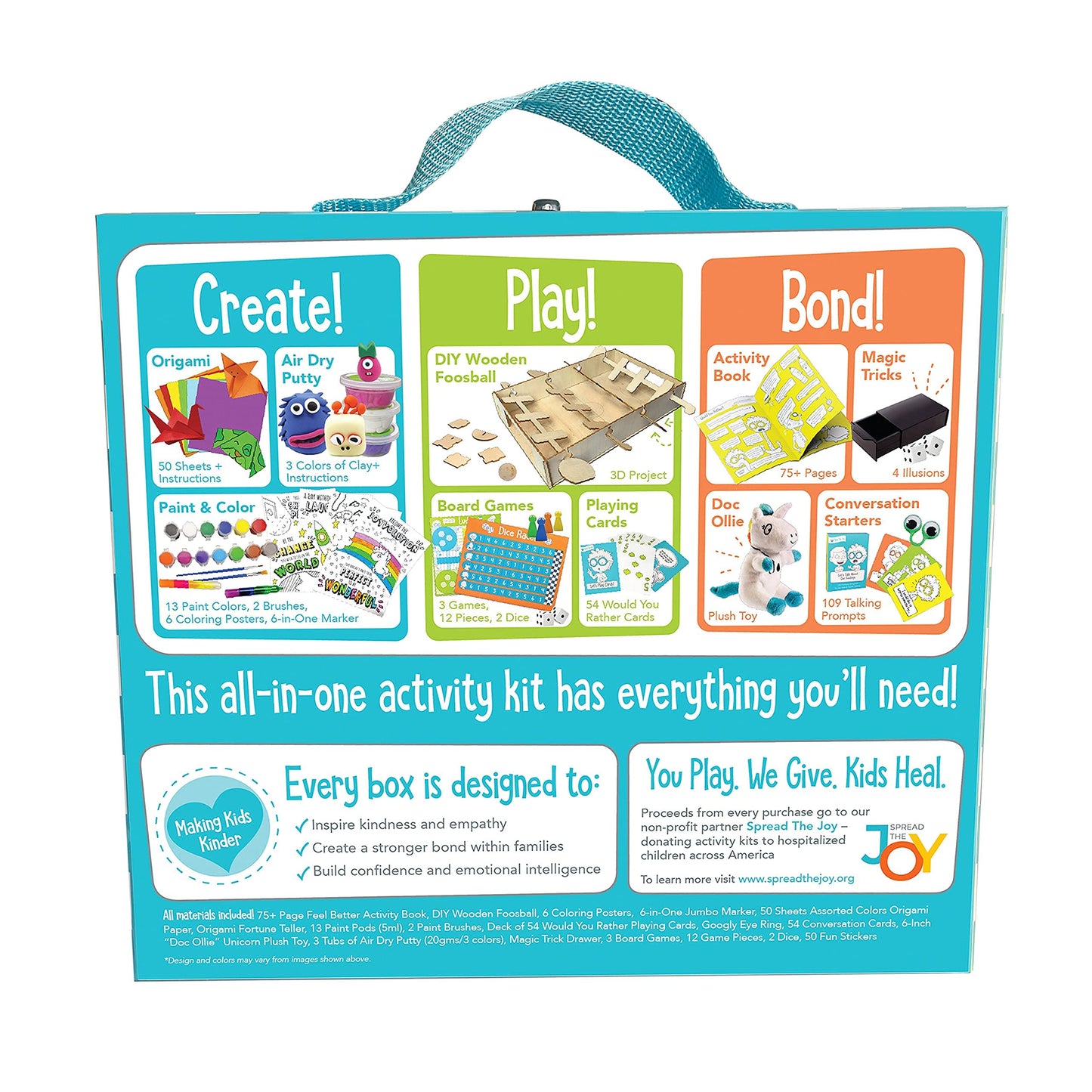 Open The Joy Feel Better Box: Get Well Soon Kids Gifts Basket, 50+ Fun Activities, Games, Toys, Conversation Cards, Origami, Clay Art, Magic Tricks, DIY - Great Gift for Kids After Surgery Ages 4+