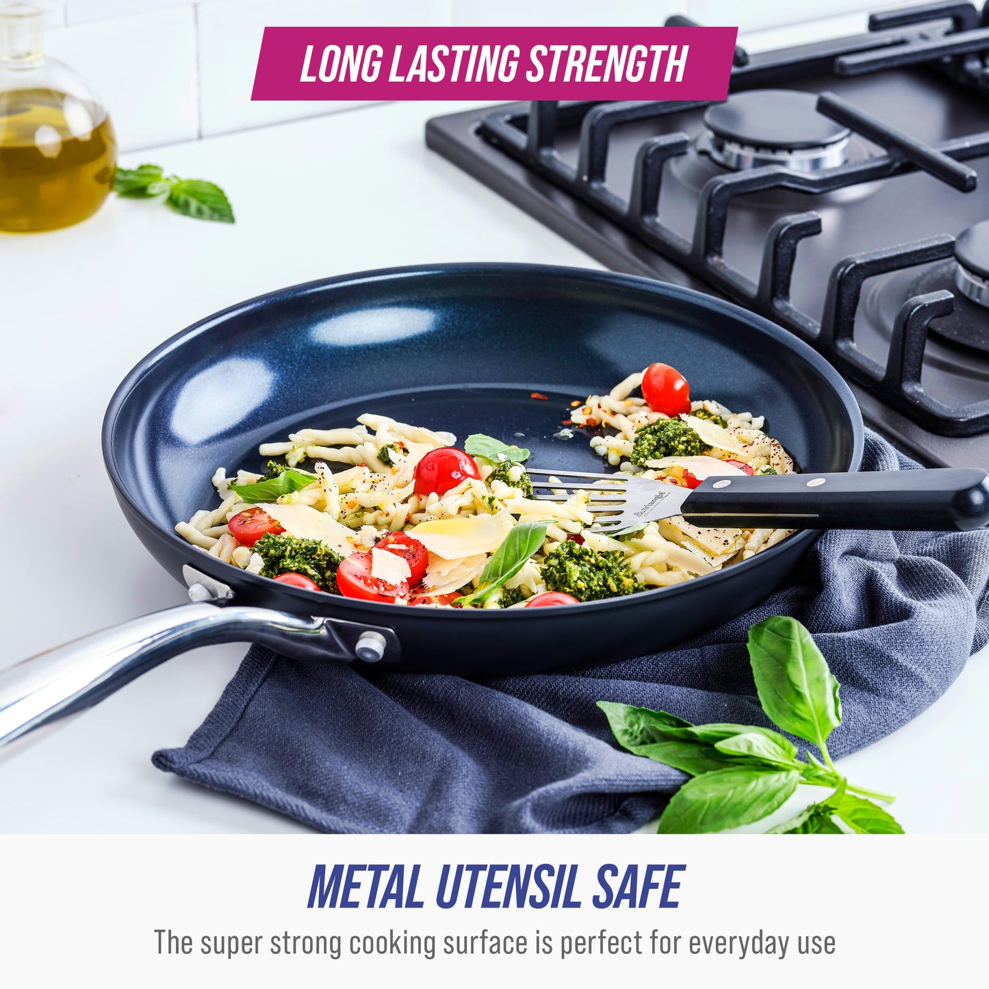 Blue Diamond Cookware Hard Anodized Ceramic Nonstick, 10" Frying Pan Skillet, PFAS-Free, Dishwasher Safe, Oven Safe, Grey