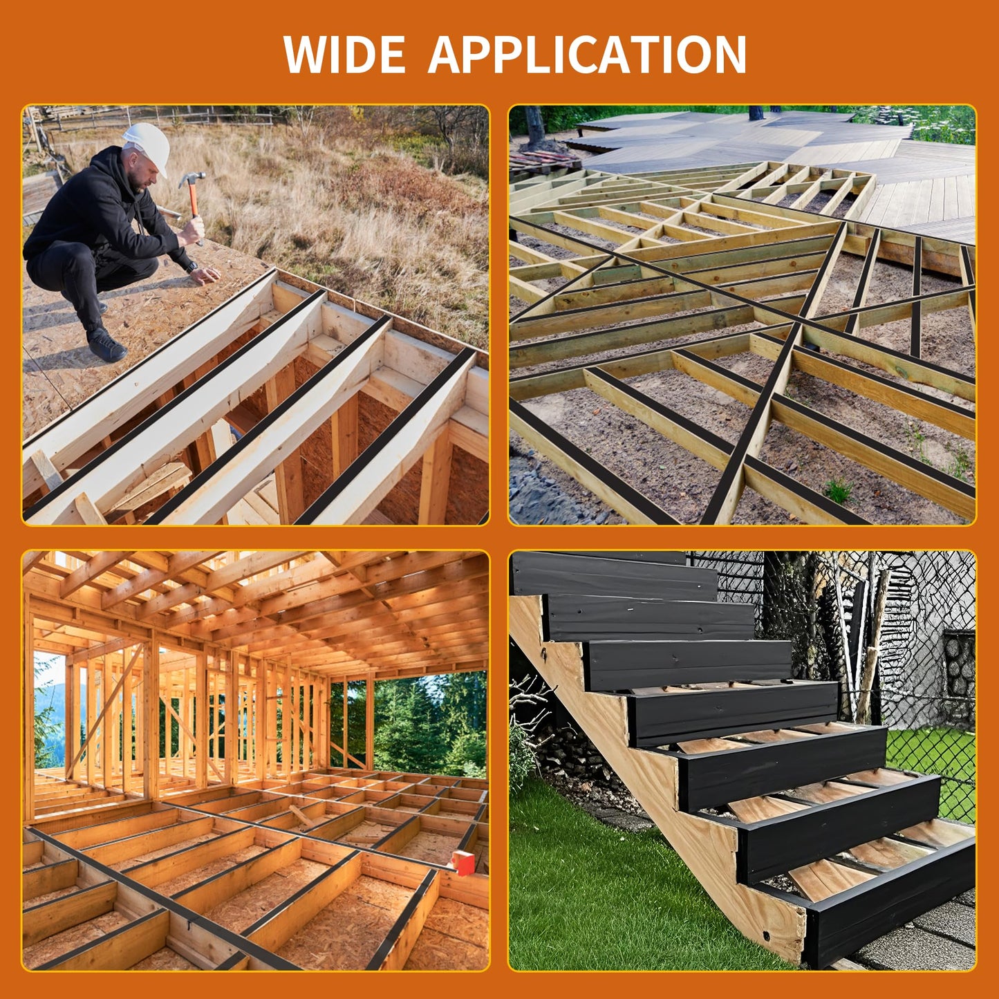 JOAPRIL Joist Tape 3" x 50', 2pack Self-Adhesive Deck Joist Flashing Tape for Hardwood, Thermal Wood, PVC, Pressure Treated, and Composite Decking