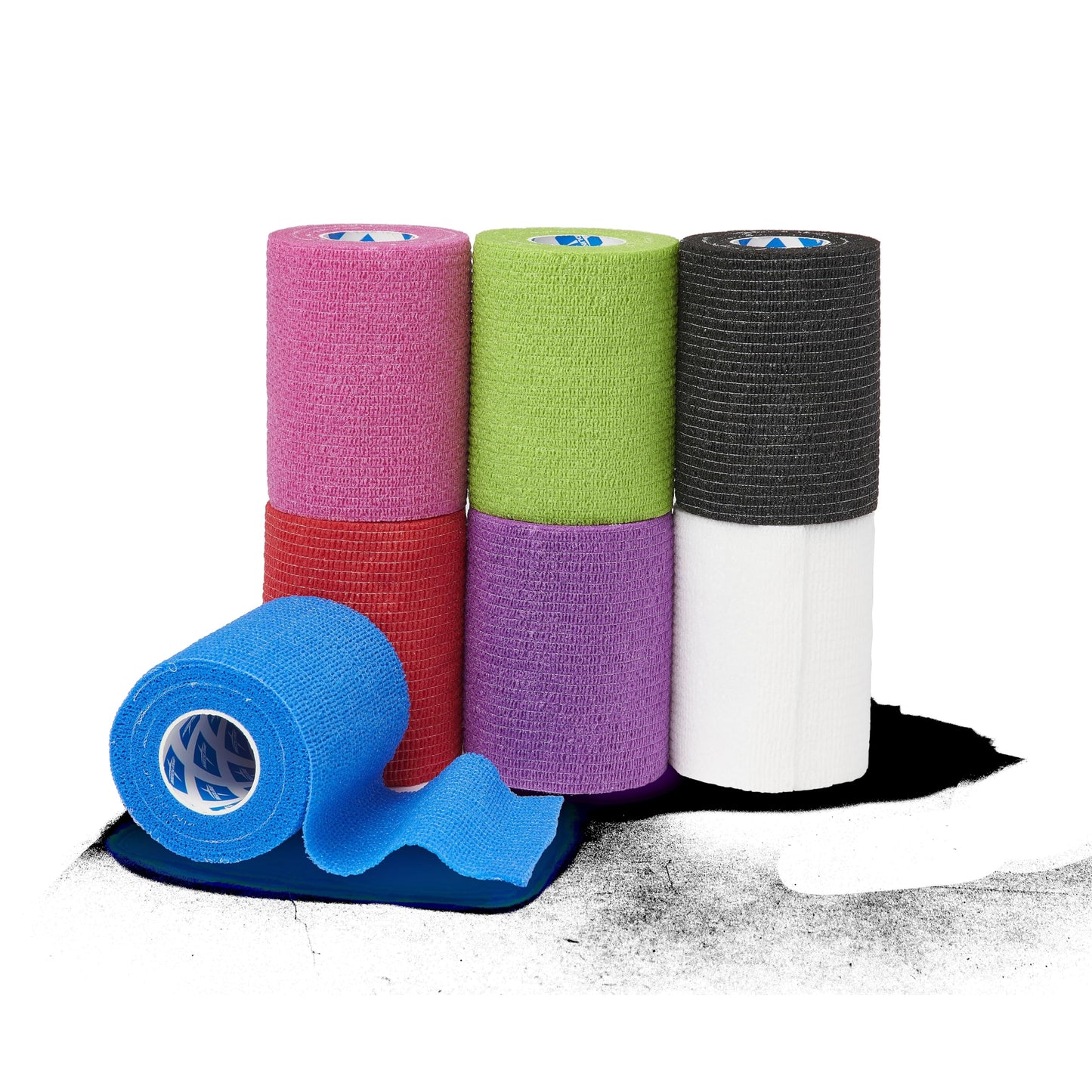Medline Non-Sterile Self Adherent Cohesive Bandages, Color Pack (Pink, Green, Black, Red, Purple, White, Blue), 3" x 5 yds., (7.6 cm x 4.6 m), Not Made from Natural Rubber Latex, Pack of 24