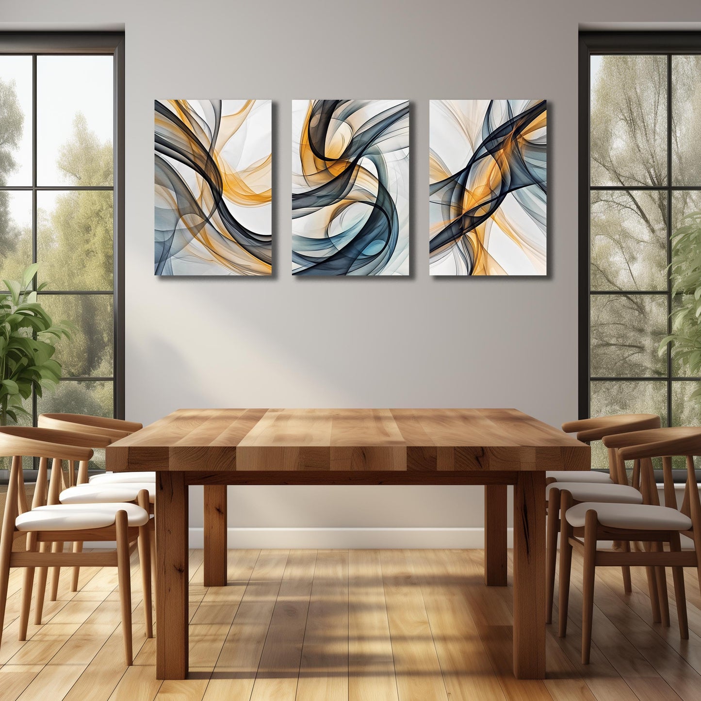 WVMAPTA Blue Yellow and White Wall Decorations for Dining Room 3 Piece Wall Art for Kitchen Abstract Wall Art for Bathroom Size 16 x 24 Inch