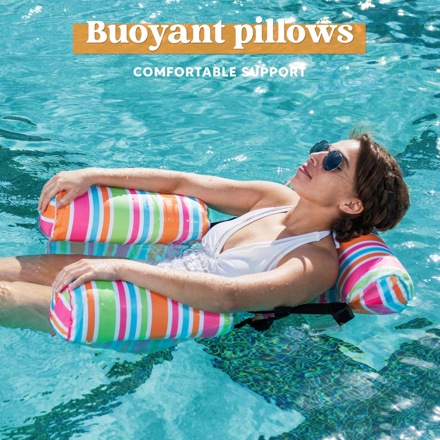 SLOOSH Pool Floats Chairs Adult, 3 Packs Inflatable Lounge Chairs,Blow up Pool Noodles Floats for Adults,Water Floating for Beach Party Summer Water Fun,Stripe