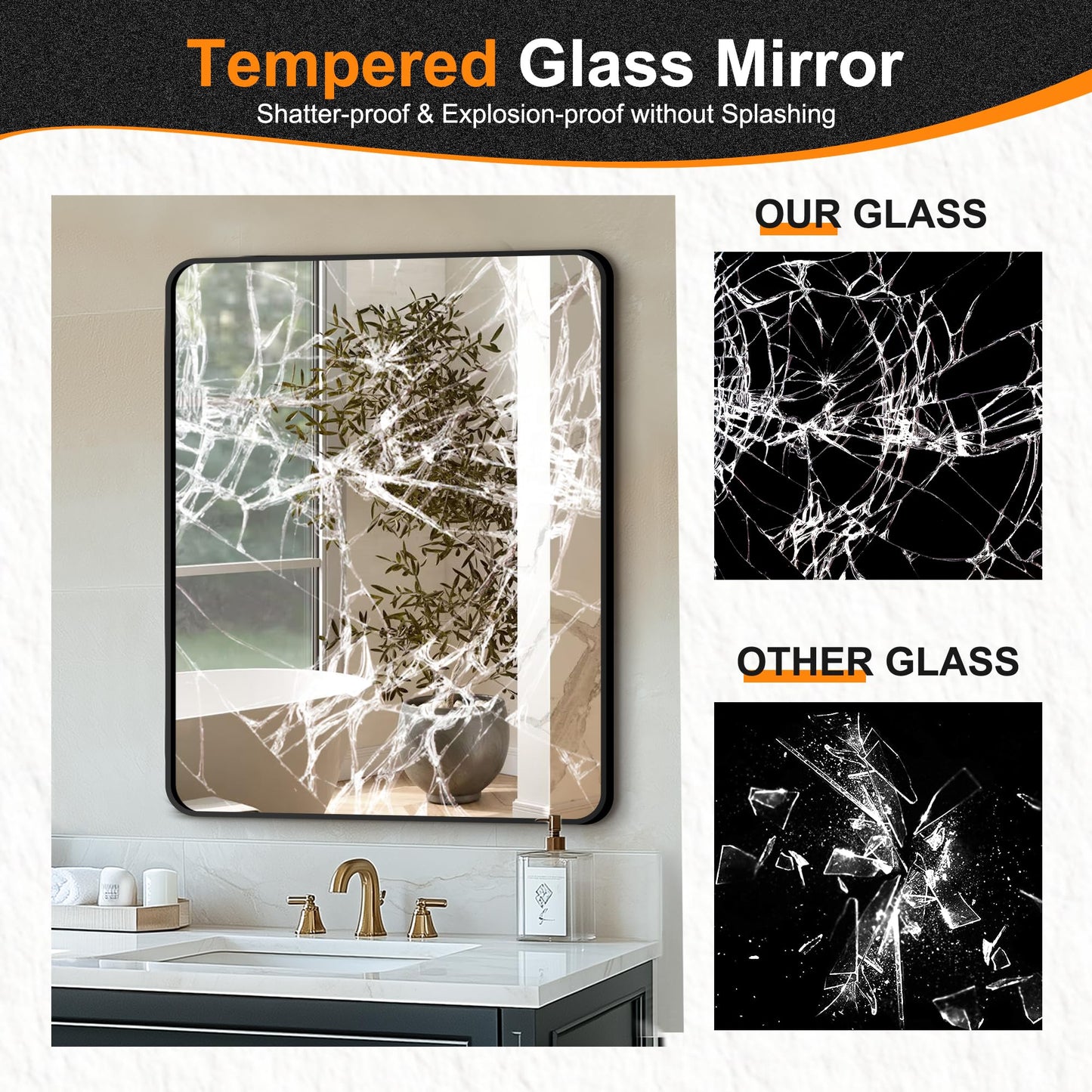 Delma Bathroom Vanity Mirror, Black Framed Bathroom Mirror for Over Sink, High-Definition Bathroom Mirror, Versatile Bathroom Vanity Mirror, Hangs Horizontally or Vertically(30x24, Black)