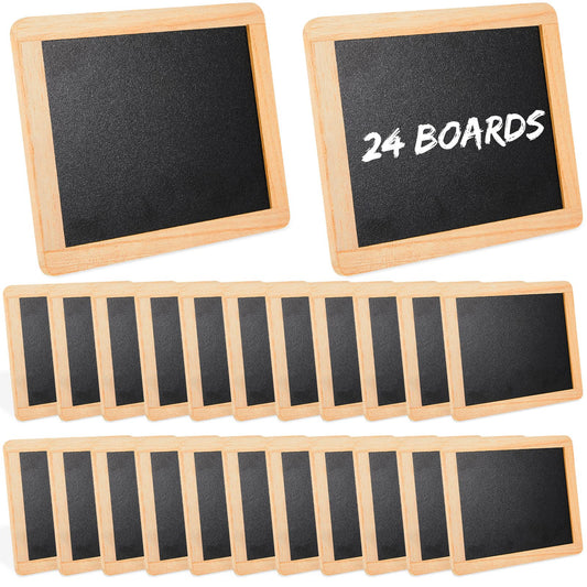 Chinco 24 Pcs Small Slate Chalkboard Mini Chalk Board with Frames Mini Board Signs School Supplies for Classroom Home Office (6 x 5 Inch,Wood)