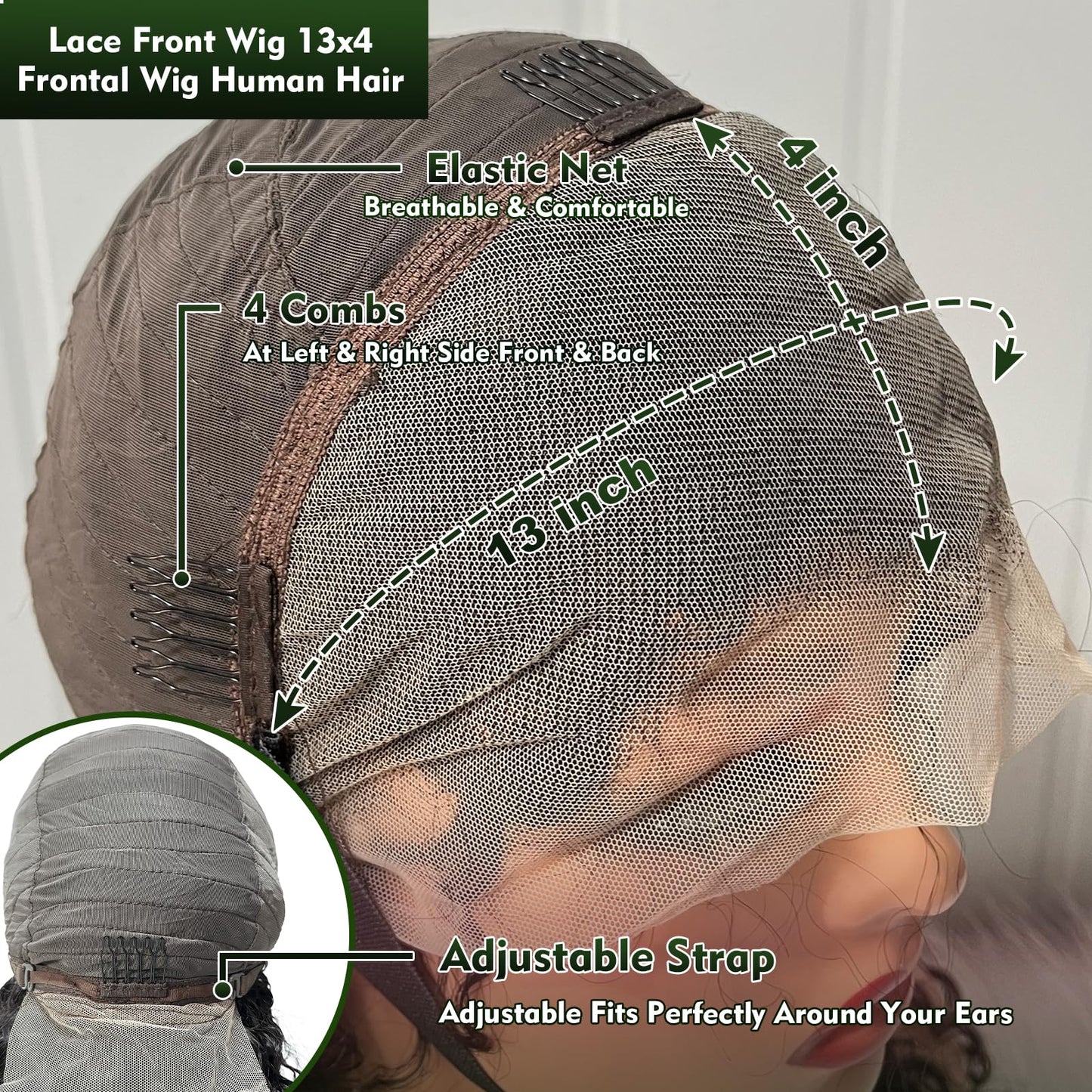 Sufeasdf Deep Wave Lace Front Wig Human Hair 13x4 HD Lace Frontal 180% Density Glueless Wigs Pre Plucked with Baby Hair HD Transparent Deep Curly Lace Frontal Wigs for Women (24Inch)