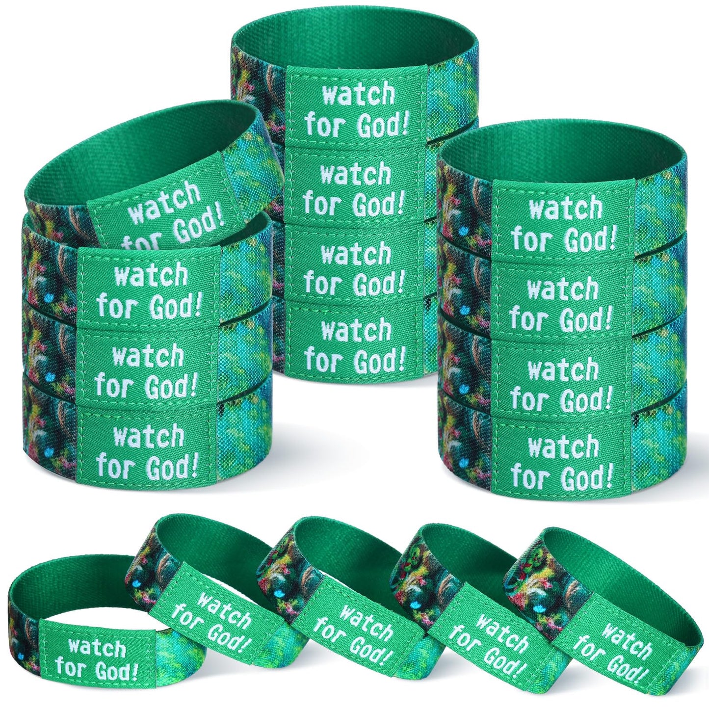 Liliaafar 50 Pcs VBS 2026 Wearable Bracelet Rainforest Fall Watch for God Elastic Christian Religious Bible Verse Inspirational Weaving Stretch Wristband for Men Women Teen Jesus Gift(Modern Style)
