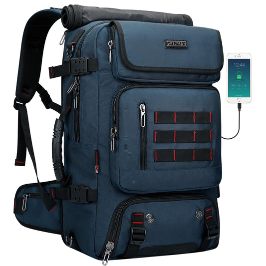 WITZMAN Carry on Travel Backpack for Men Women Airline Approved Convertible Nylon Duffle Backpack Luggage Bag (B682 Blue)