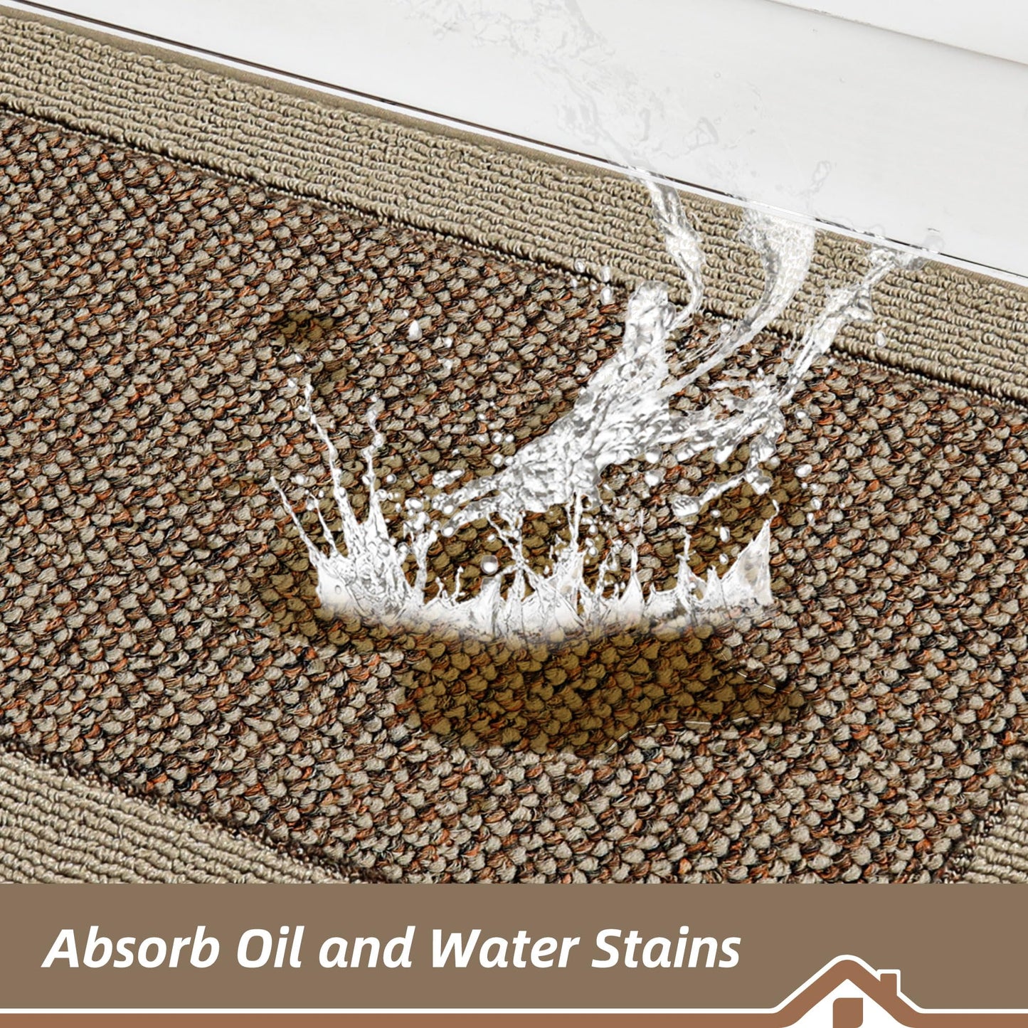 BEQHAUSE Kitchen Rugs and Mats Set of 2 Non-Slip Kitchen Mats for Floor, Absorbent and Stain Resistant Kitchen Runner, Machine Washable Rugs for Kitchen, Laundry & Sink, 20"x32"+20"x48", Taupe