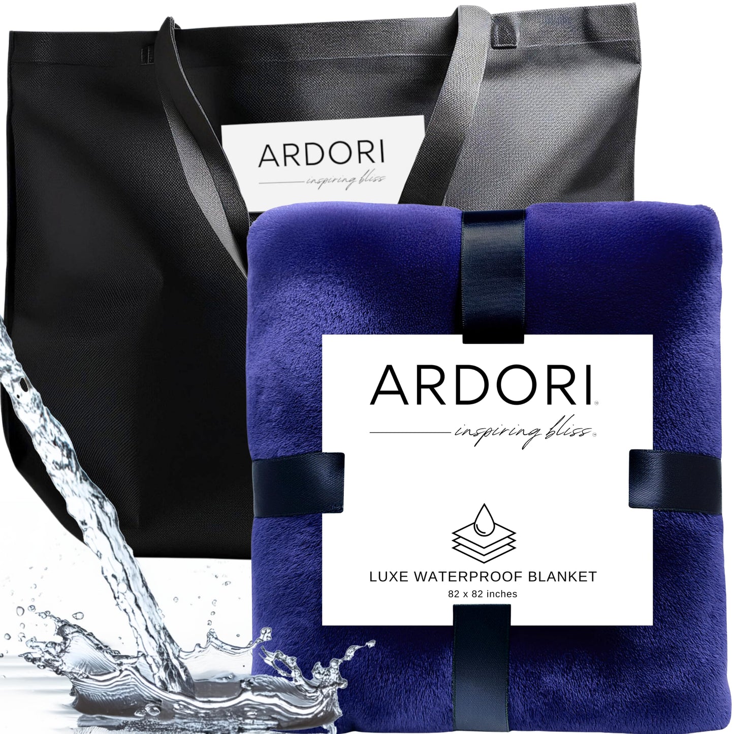 Waterproof Blanket King Size (Indigo, 82x82") Absorbent, Leakproof, Fleece Plush Throw Blankets, Protector for Bed, Couch - Water Proof and Stain Resistant, Moisture Repellant Top Cover, Sherpa Throws