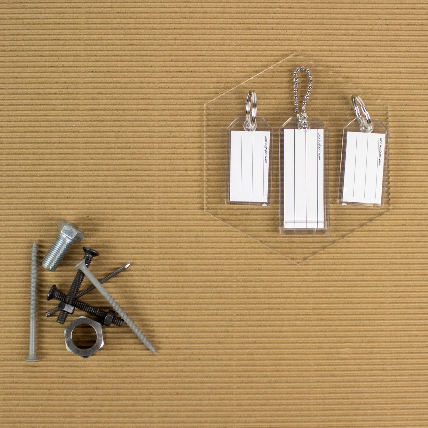 Lucky Line Extra Strength Key Tag with Split Ring, Clear, 100 Per Display Box (20400)