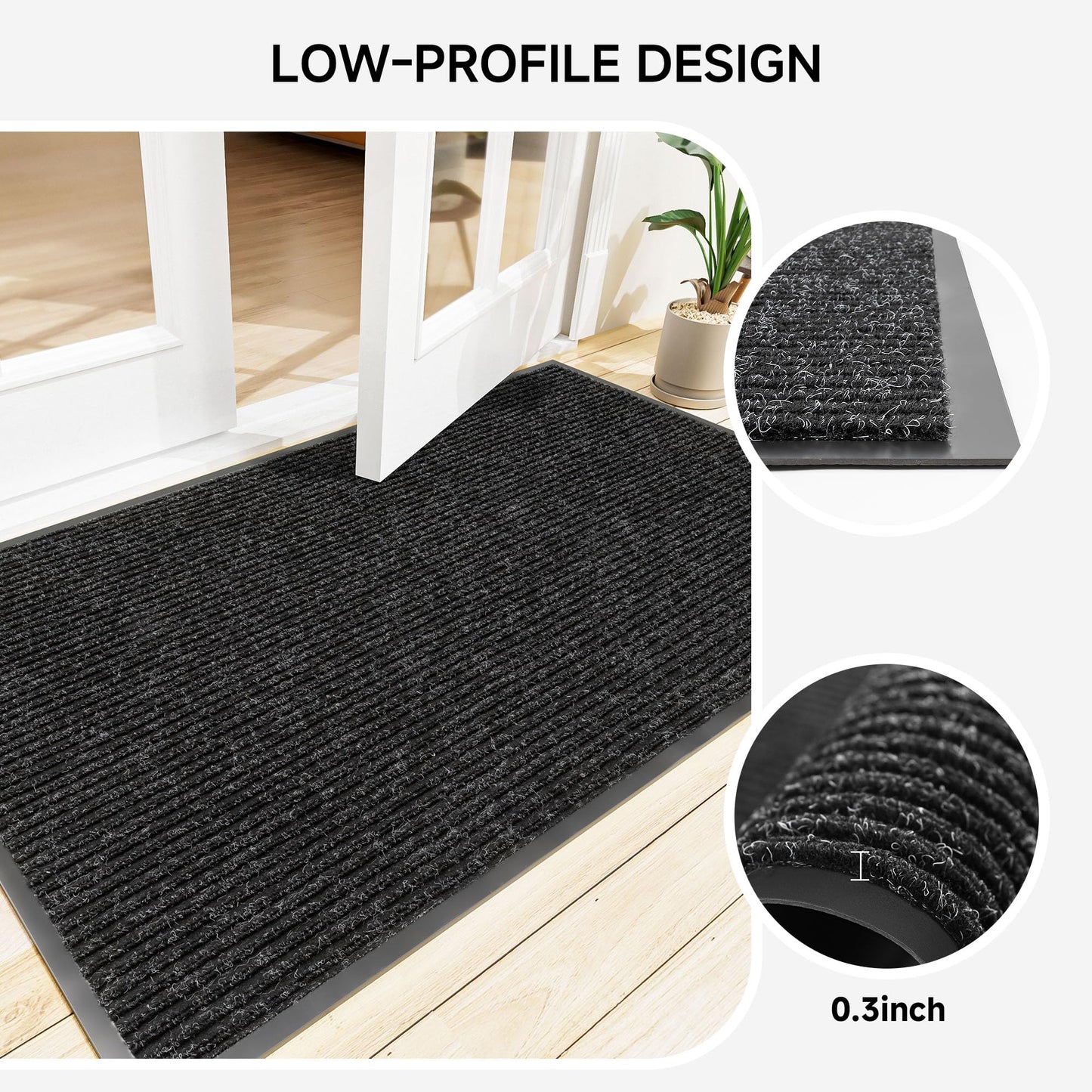 100pointONE Front Door Mat, Heavy Duty Indoor Outdoor Doormat for Entryway, 72" x 36" Low Profile Outdoor Mats for Home Entrance, Stain and Fade Resistant Welcome Mat for High Traffic Area, Black