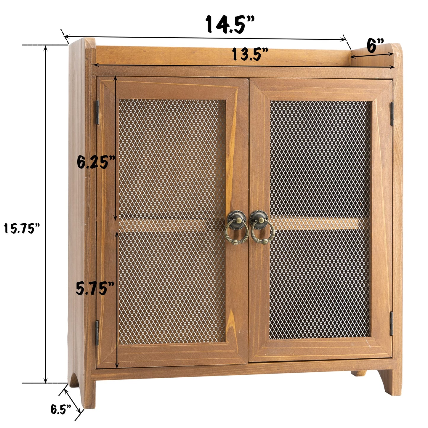 COLLECTIVE HOME - 2 Tiered Storage Cabinet, Countertop Cabinet, Wood Organizer for Kitchen Living Room Bedroom Bathroom Office with Magnetic Door, 15.75 x 14.5 x 6.5, Brown, 01