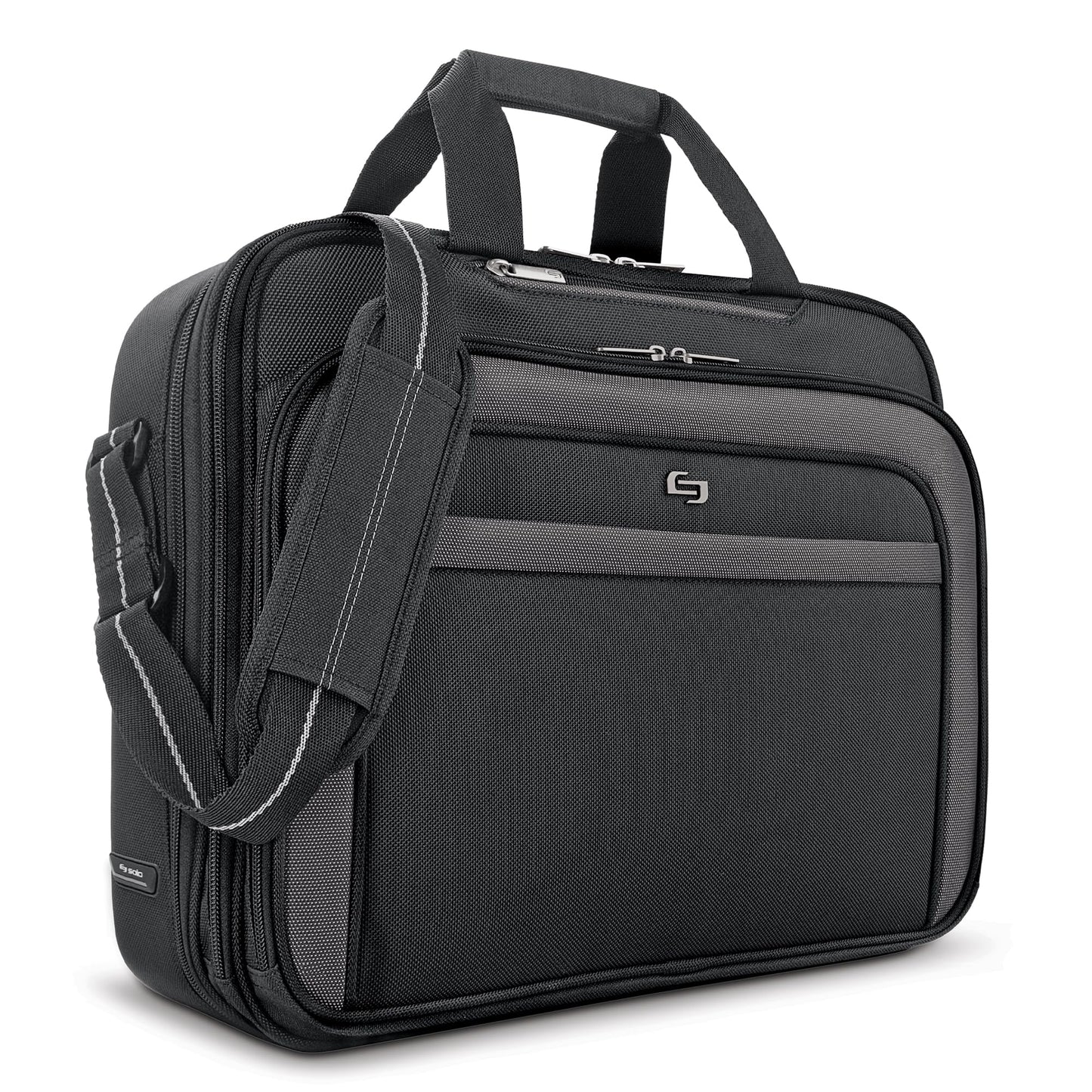 Solo New York Briefcase - Laptop Carrying Bag for Women & Men, Brief for Travel & Work, Front Zippered Pocket, Adjustable Shoulder Strap, Fits 17.3" Computer - Empire, Black