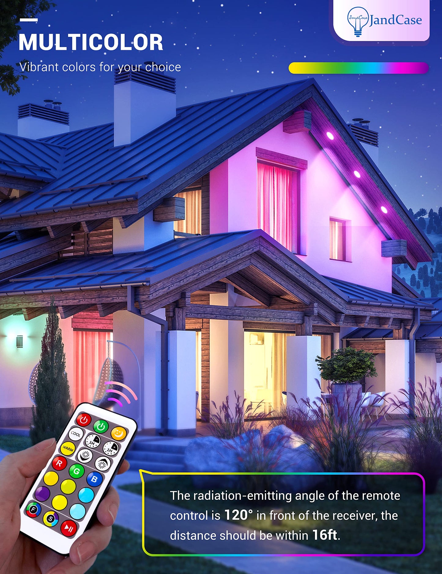 JandCase BR30 Color Changing Flood Lights, RGB+Warm+Cool White LED Recessed Light Bulb, 12W(100W Equivalent), 1050lm, Remote Control, Dimmable Multi-color Can Light Bulbs for Ceiling, E26 Base, 4 Pack