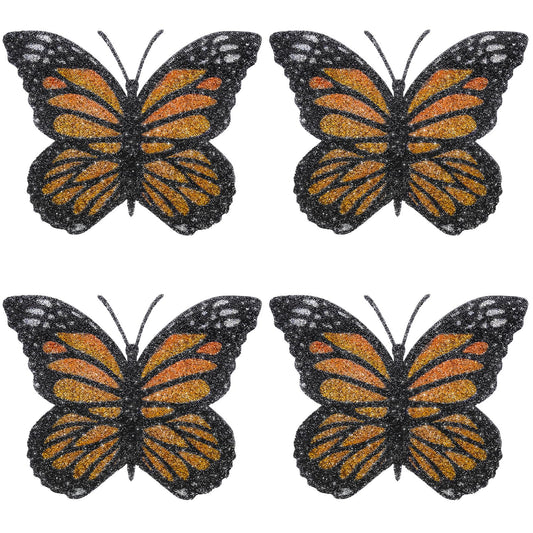 Cumouna Butterfly Placemats Set of 4, Colorful Rhinestones Bling Butterfly Home Kitchen Table Decoration Place Mat,Gifts for Friends Women Mom (Yellow,4pcs)