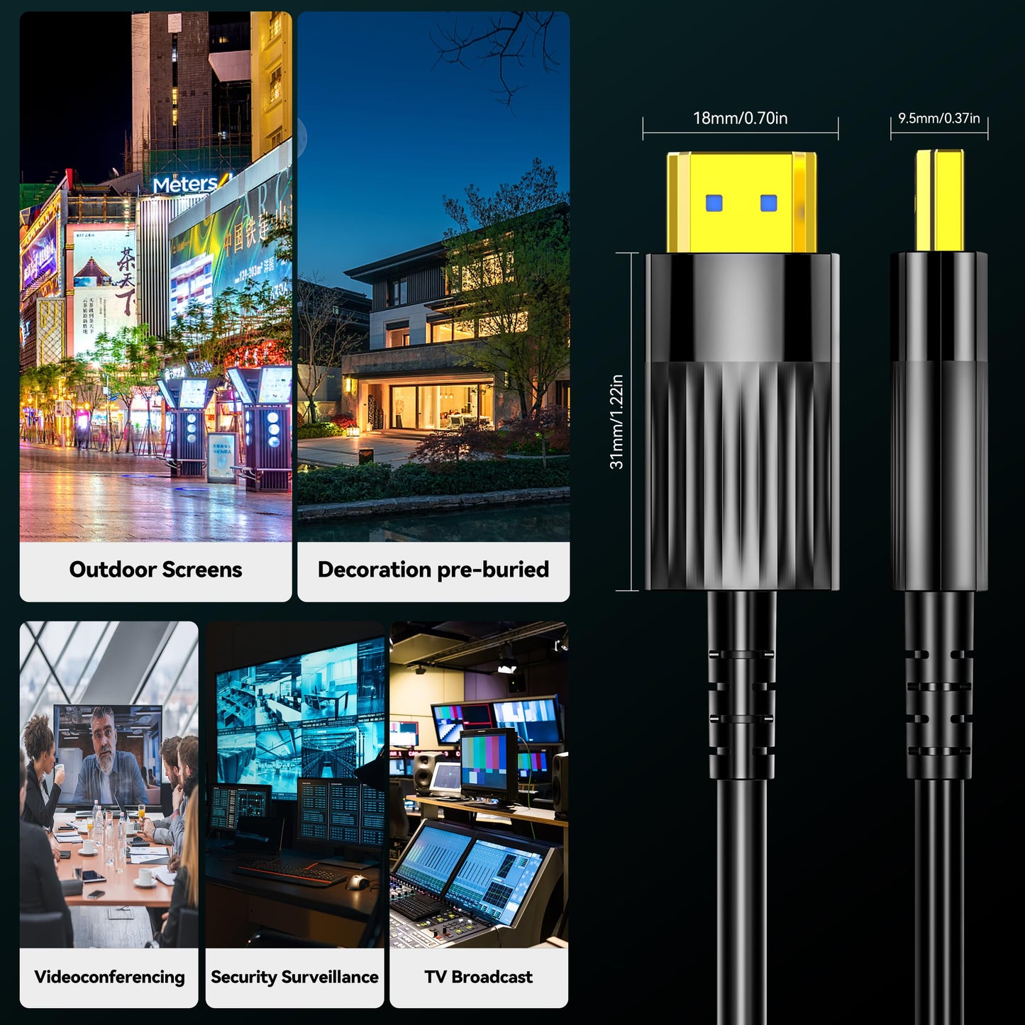 Anehmeta Fiber Optic HDMI Cable 150FT/46M, Long HDMI 2.1 Cable Support 48Gbps High Speed 8K@60Hz 4K@120Hz Dynamic HDR/eARC/HDCP 2.2&2.3/Dolby Atmos for Monitor,TV,Projector, Gaming Console