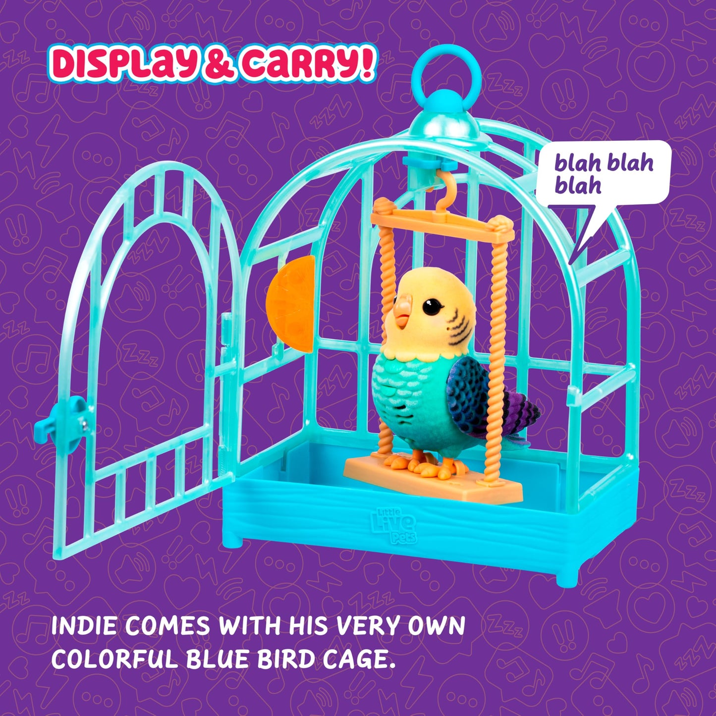 Little Live Pets My Really Real Bird & Cage - Indie, Interactive, Realistic Pet, 20+ Sounds & Reactions (25cm/9,8in Cage, 10,9cm/4,3in Bird), Records & Repeats or Whistles Back, Carry & Display