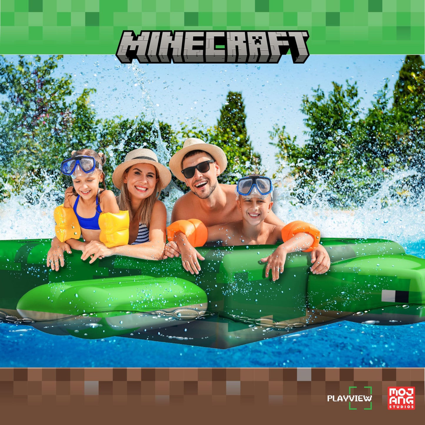 Officially Licensed Minecraft Ride-On Turtle Pool Raft Float - Dive into Beach Biome Fun, Oversized 72"x72"