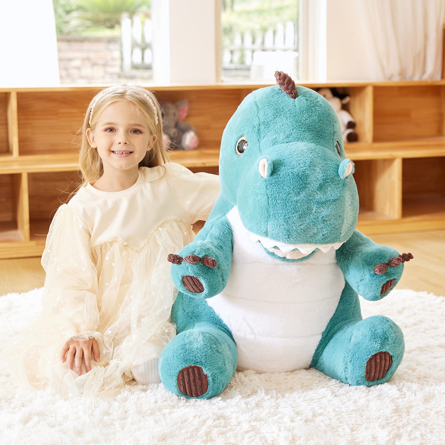 EARTHSOUND Giant Dinosaur Stuffed Animal Plush Toy,Large Jumbo 23" Cute Soft Toys,Big Size Huge Fluffy Plushy Oversized Fat Plushie,Gifts for Kids Girls Boys Girlfriend (23 inches, Lake Blue)