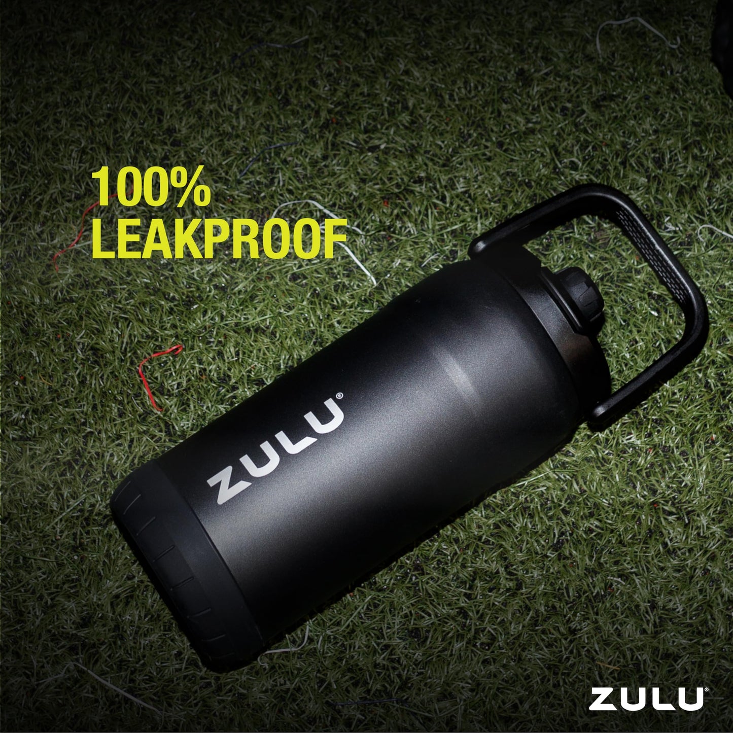 ZULU Goals 101oz Vacuum Triple Wall Insulated | Large Stainless Steel Water Bottle Thermoses with Carry Handle | Chug and Straw Spout | Travel, Gym, Hiking, Camping | 120 Hours Cold | Black