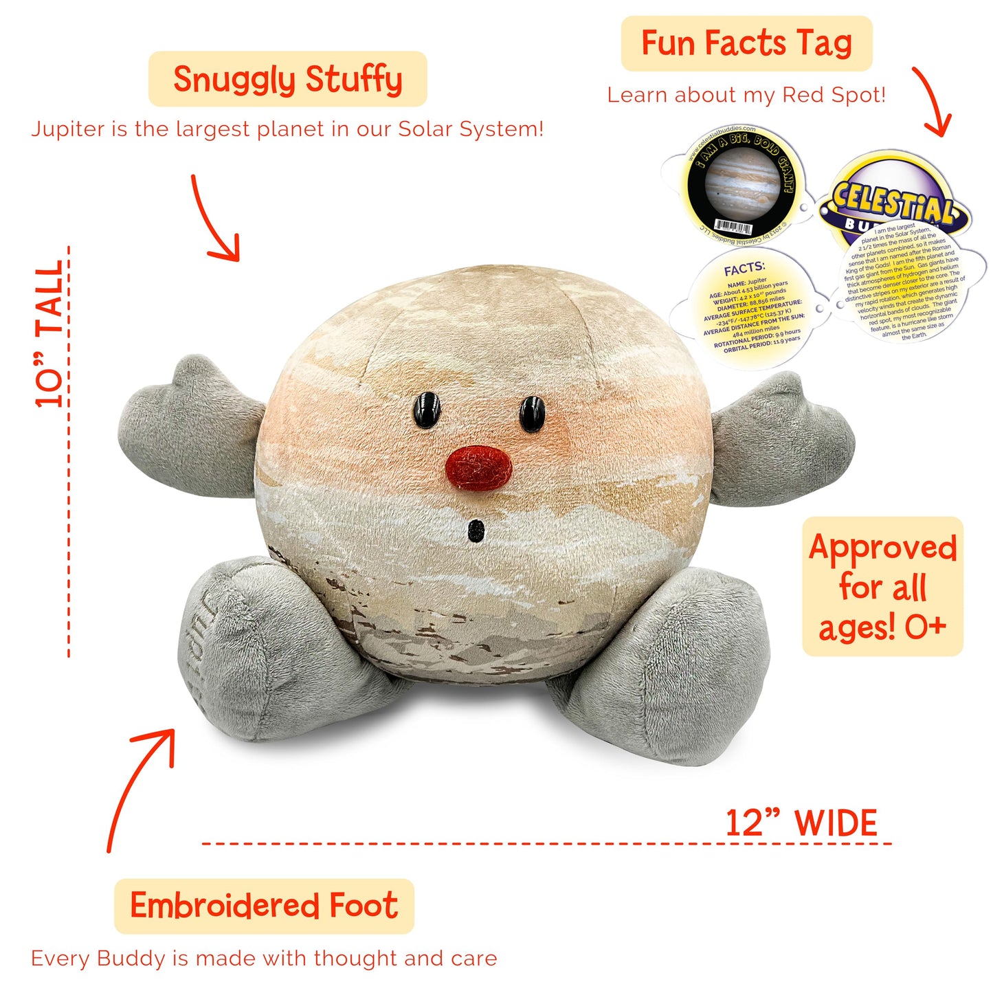 Celestial Buddies Jupiter Buddy Science Astronomy Space Solar System Educational Plush Blue Planet Toys