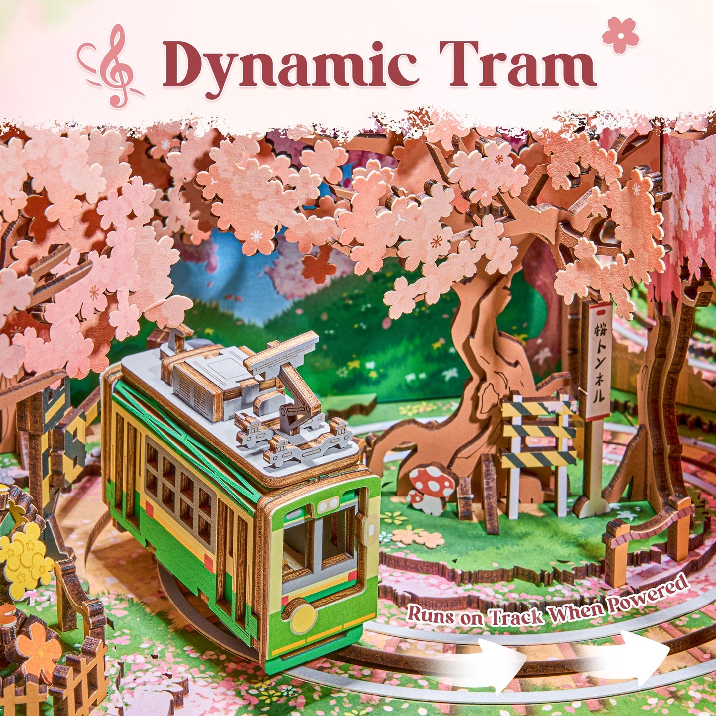 Rolife 3D Puzzle for Adults-Sakura Dreamy Tour, 3D Wooden Puzzles TV Music Box for Mom, DIY Creative Craft Kits Model Kits for Adults, Unique Gift and Home Decor (Sakura Dreamy Tour)