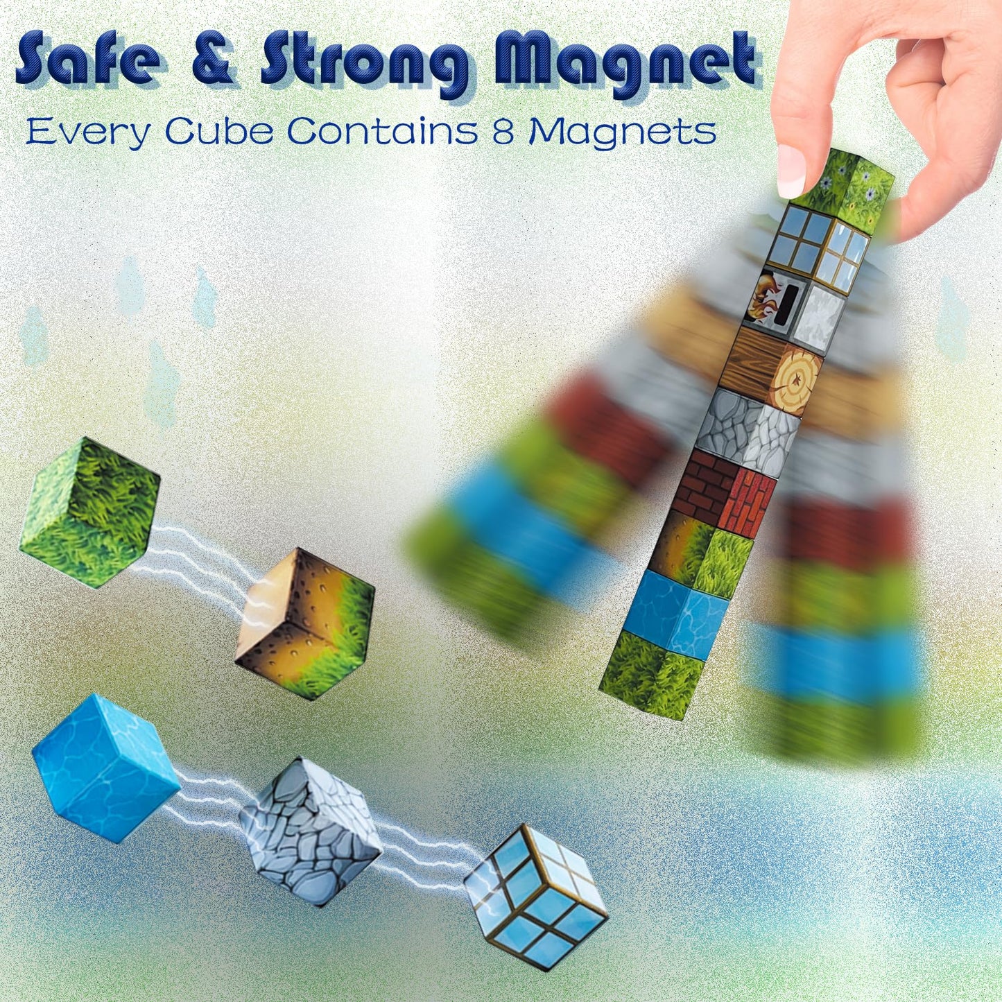 Magnetic Blocks-Build Mine Magnet World Sets,106Pcs Magnetic Tiles for Boys Girls Age 3-5 4-8 ,2.5CM Montessori Sensory Fidget Cubes Construction Toys for Kids 5-7,Kids Games Gift for 6-12 Years Old
