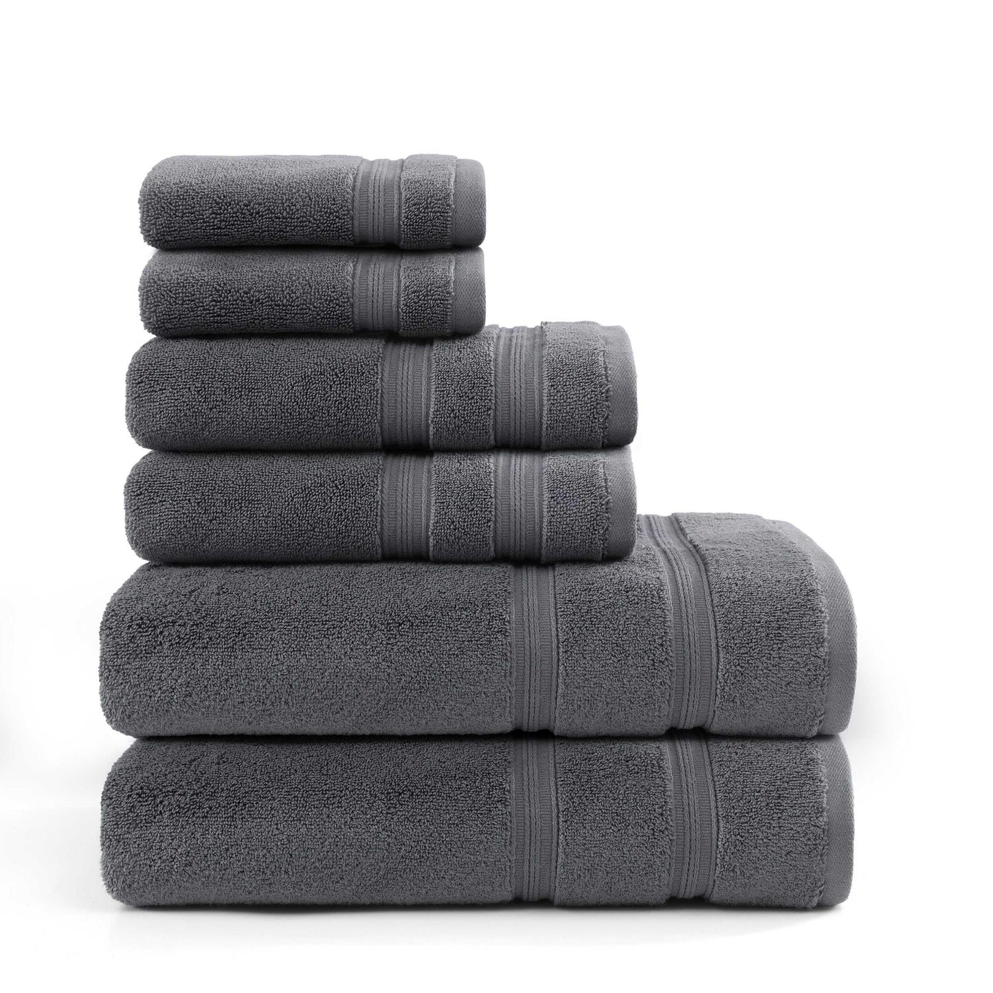 Tommy Hilfiger – Bathroom Towels, Soft Cotton Washcloths, Bath & Hand Towel Set, Zero Twist, Medium Weight & Highly Absorbent, Set of 6, College Dorm Room Essentials (Harborside Charcoal)