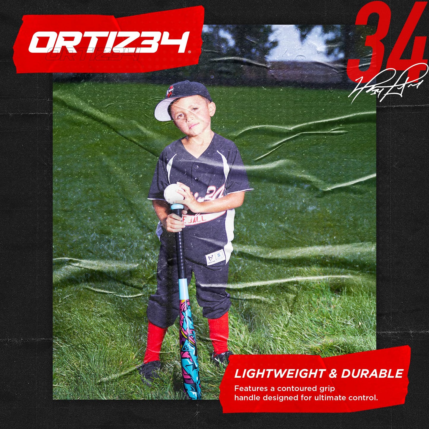 Ortiz34 Grand Slam Set- Graffiti Plastic Bat, 3 Balls, 4 Throw Down Bases