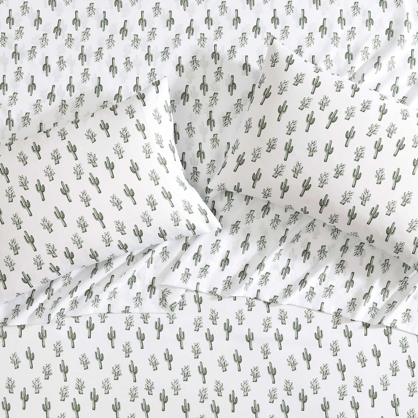 Wrangler - Queen Size Sheet Set, Soft Microfiber Bedding with Matching Pillowcases, Fully Elastic Fitted Sheet, Deep Pocket, Western Style Room Decor, Lightweight All-Season Comfort (Cacti Green)