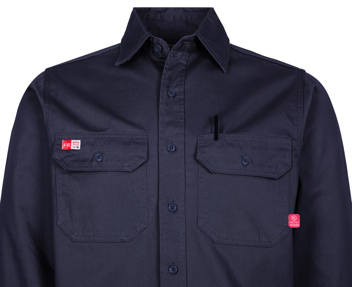 TICOMELA FR Shirts for Men Flame Resistant Shirt CAT2 Light Weight 6.5oz Navy Fire Retardant Men's Welding Shirt
