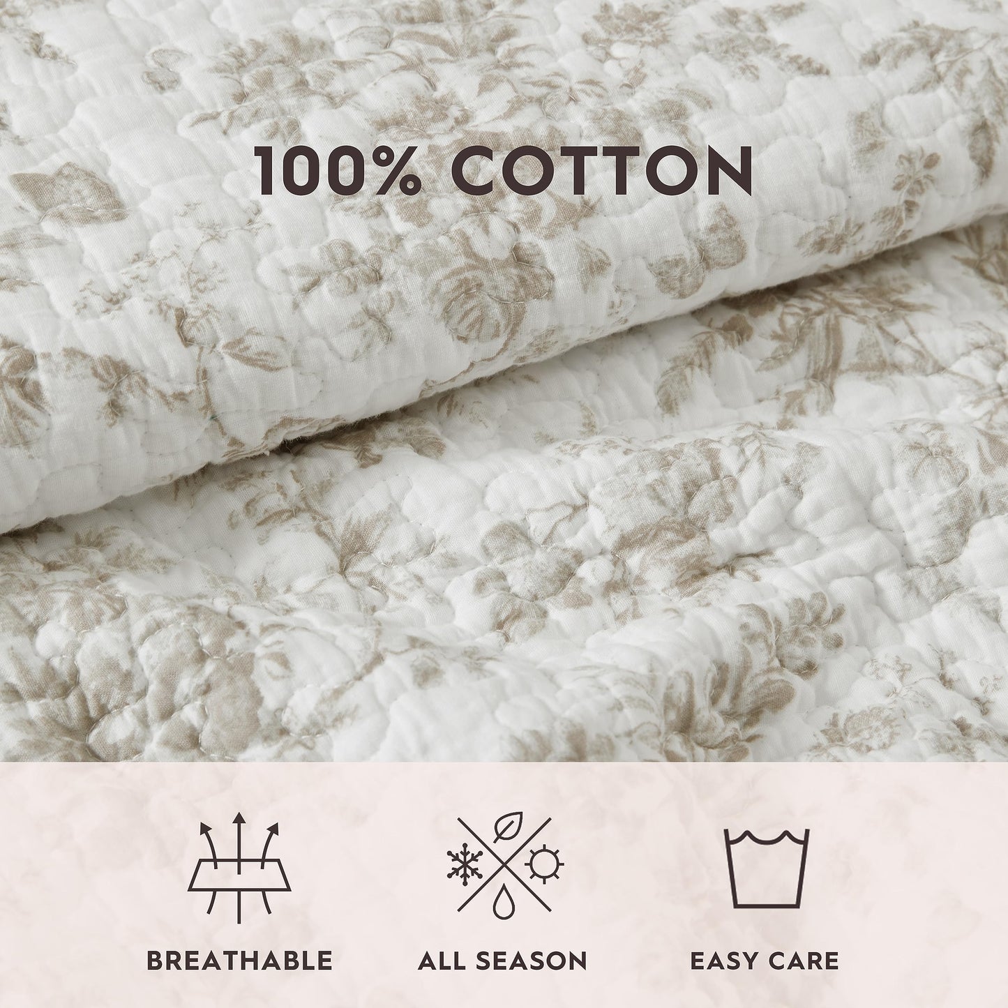 Laura Ashley – Twin Quilt Set, Soft Bedding with Matching Sham, Medium Weight, Reversible Floral Room Decor, College Dorm Room Essentials (Walled Garden Brown)