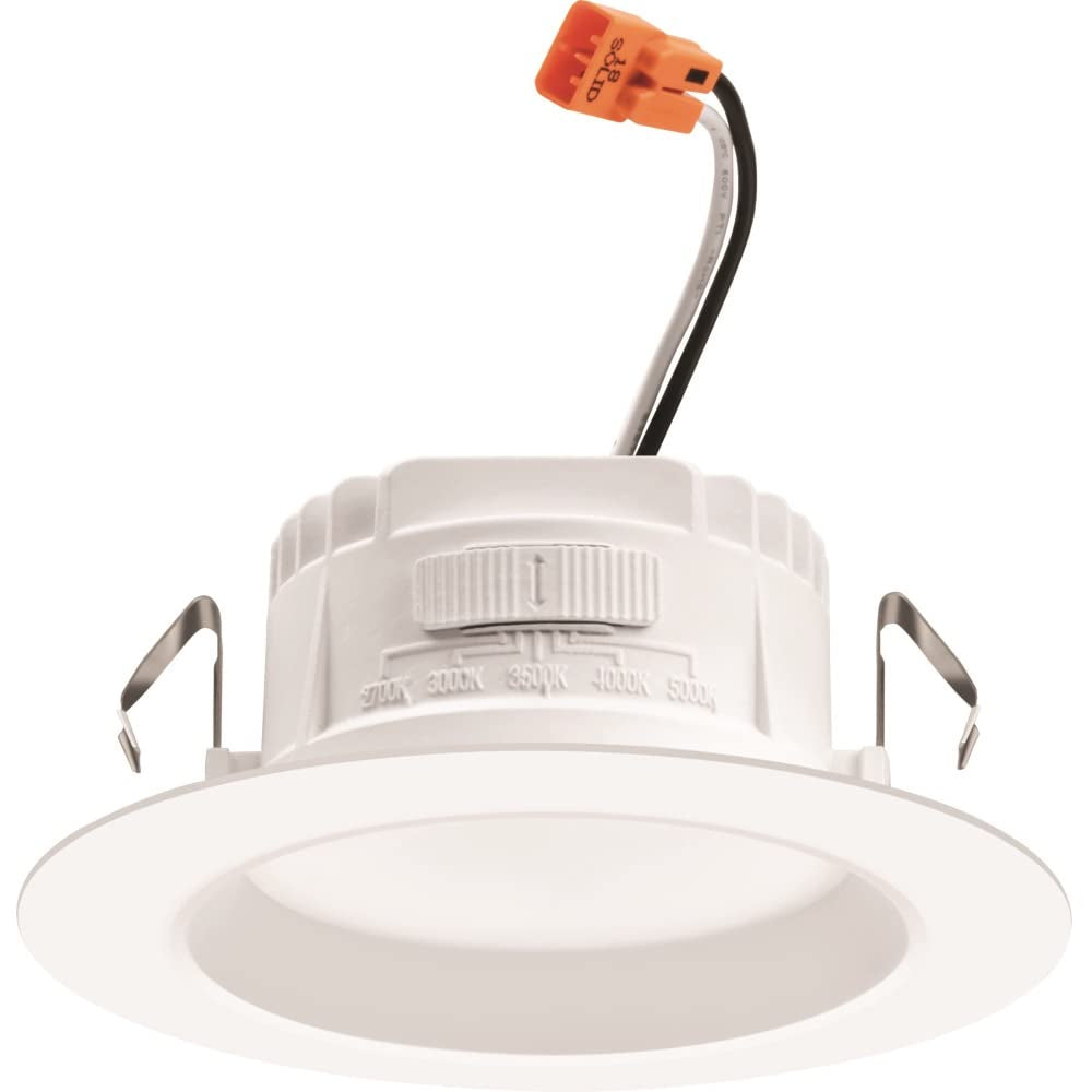 Juno 4 Inch LED Recessed Lighting, RetroBasics Series LED Downlight Trim Kit, Regressed 4" Ceiling Light with 5-in-1 Switchable White Color, 625 Lumens, Baffle Trim, Matte White (6-Pack)