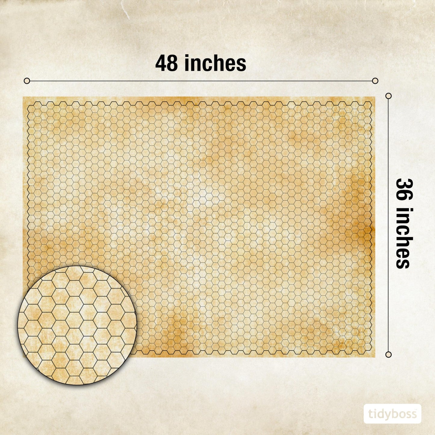 TIDYBOSS 36" x48" Large DND Map | Dry Erase Battle Map | Double-Sided with Grids & Hexes | DND Starter Kit & Warhammer Terrain | Accessories Included
