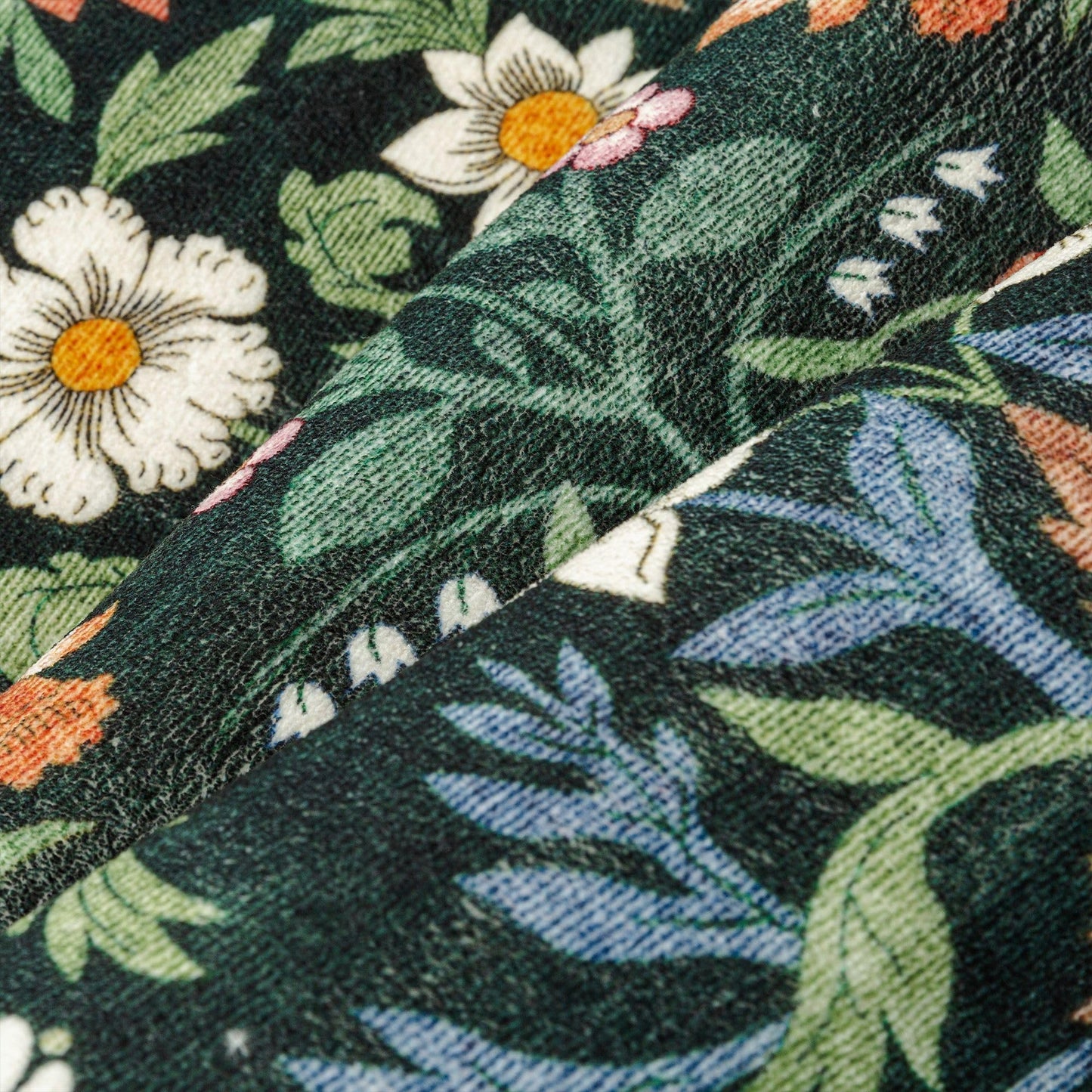 WondRg 6x9 Washable Dark Green Floral Area Rug for Living Room Soft Non-Slip Large Rug for Kids Room Boho Low Pile Stain Resistant Carpet for Bedroom Kitchen Office Dining Playroom Indoor